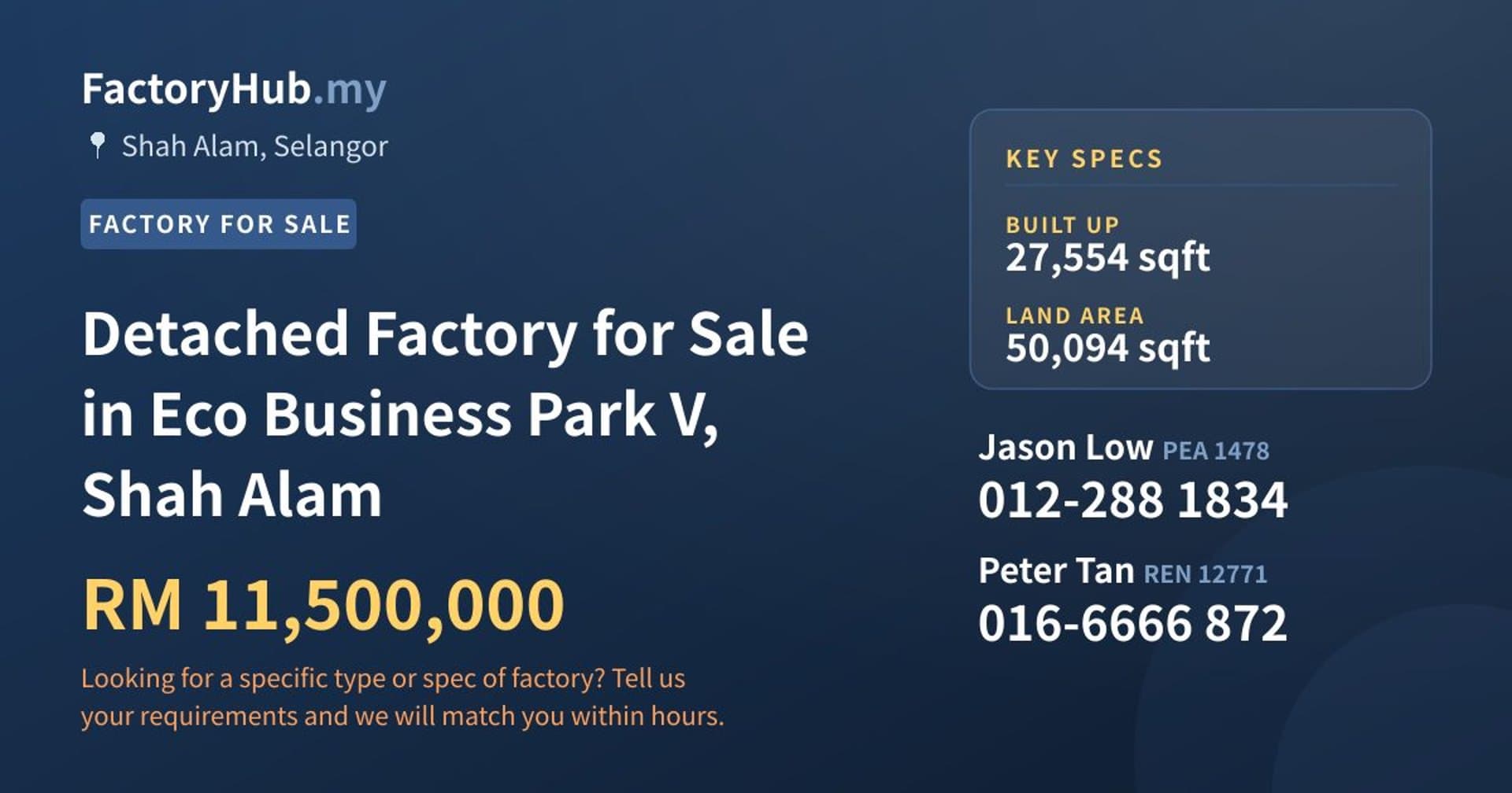 Detached Factory for Sale in Eco Business Park V, Shah Alam - Property image 1 of 2