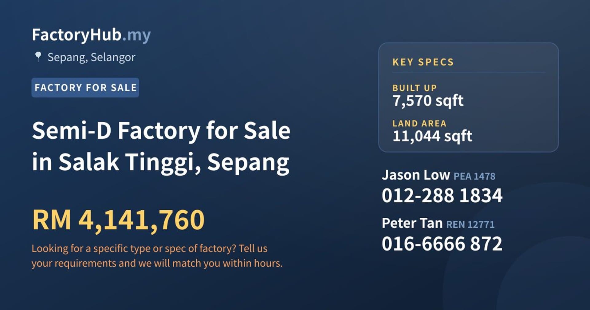 Semi-D Factory for Sale in Salak Tinggi, Sepang - Property image 1 of 2