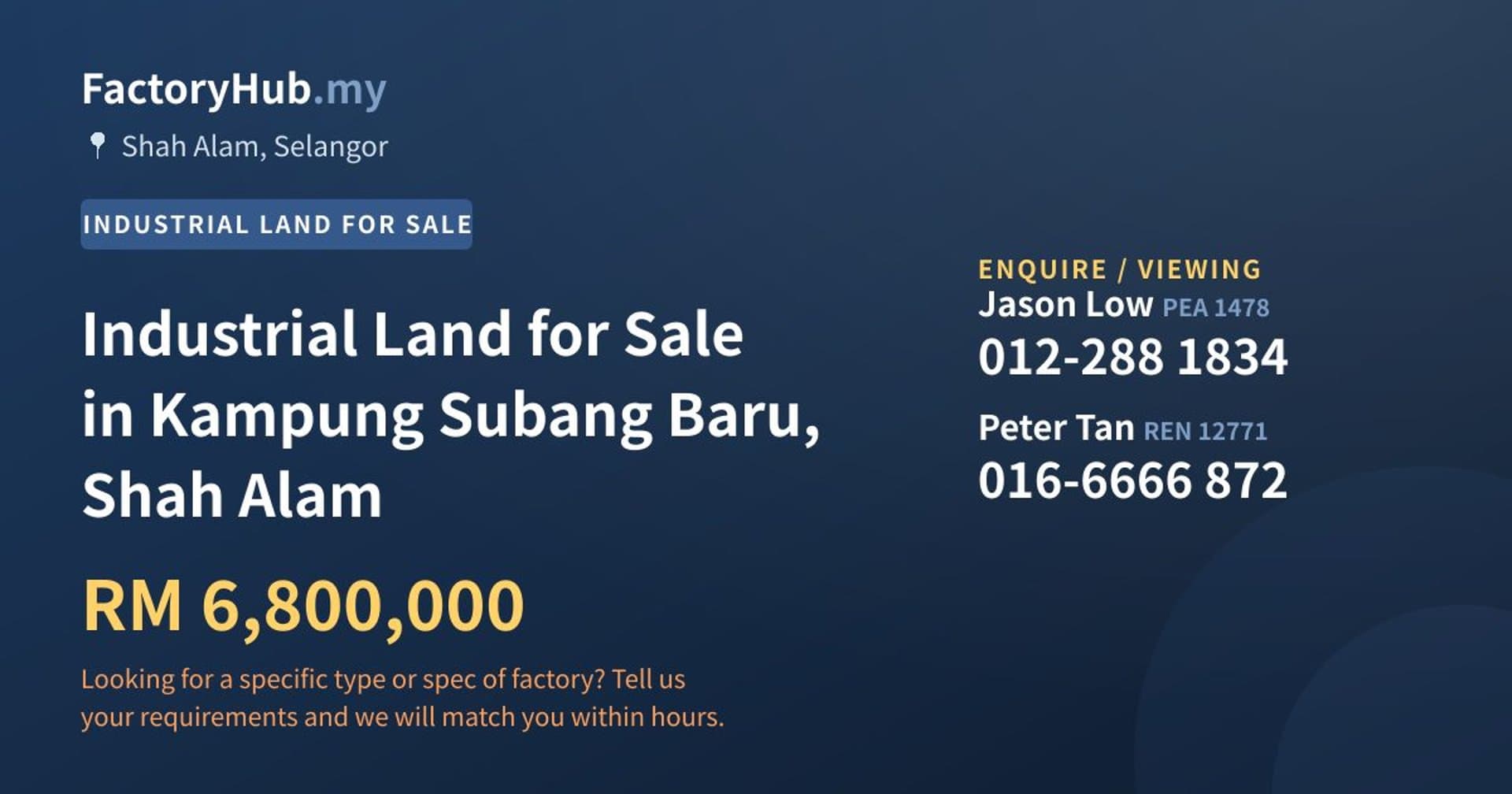 Industrial Land for Sale in Kampung Subang Baru, Shah Alam - Property image 1 of 2