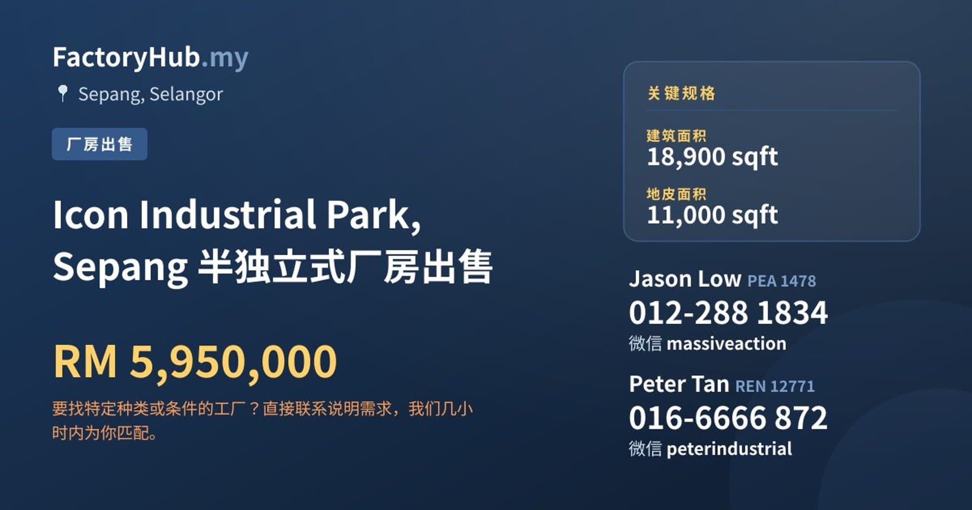 Icon Industrial Park, Sepang 半独立式厂房出售 · 房源图片 1/2