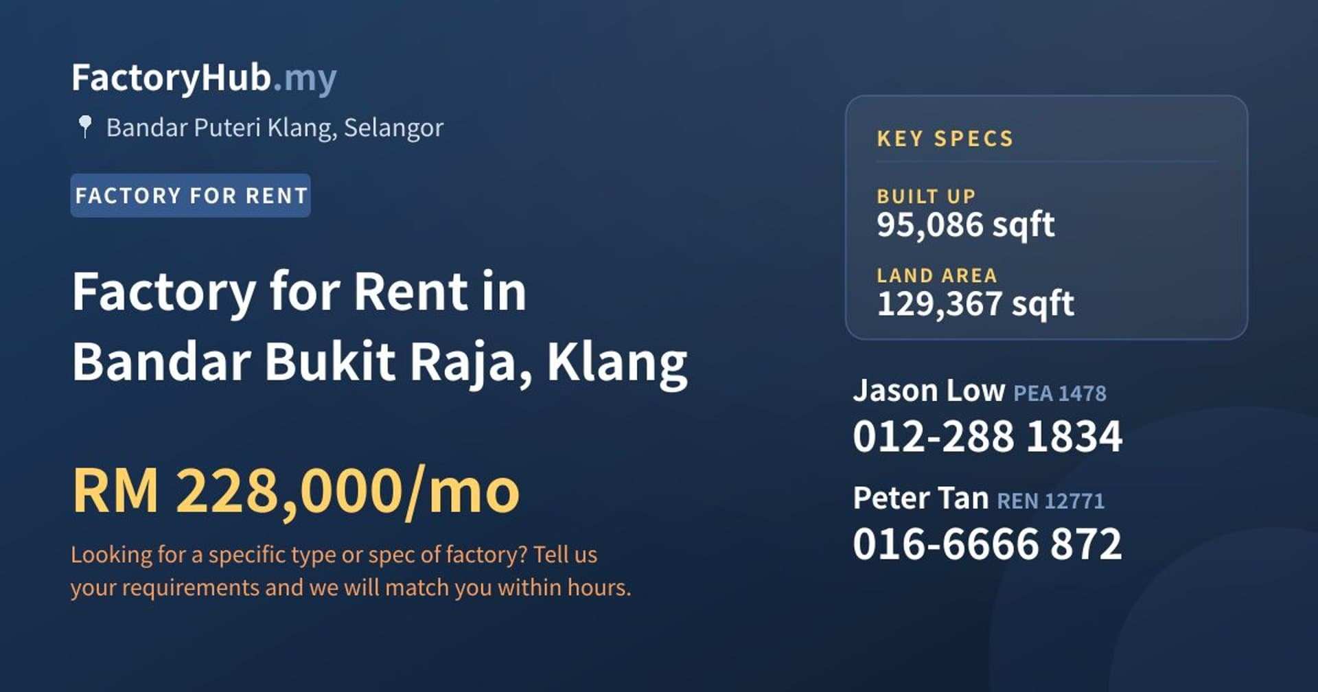 Factory for Rent in Bandar Bukit Raja, Klang - Property image 1 of 2
