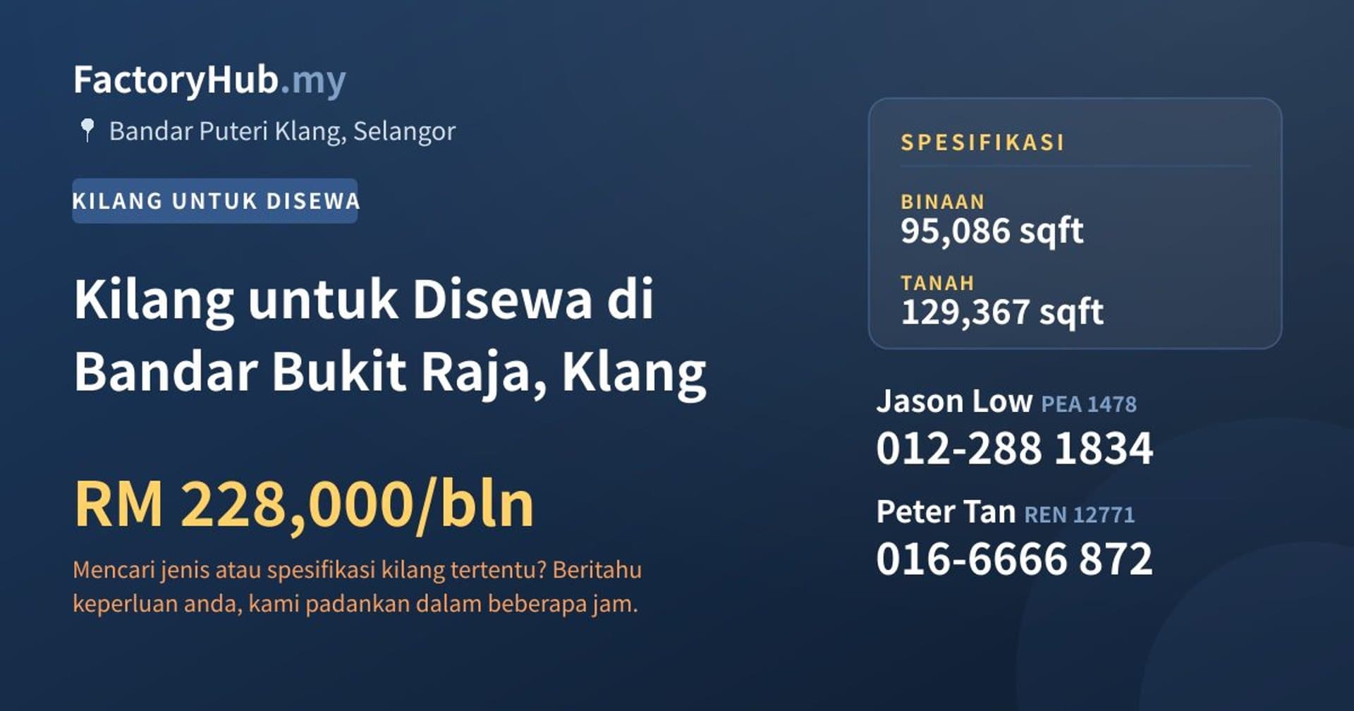 Kilang untuk Disewa di Bandar Bukit Raja, Klang · Imej hartanah 1/2