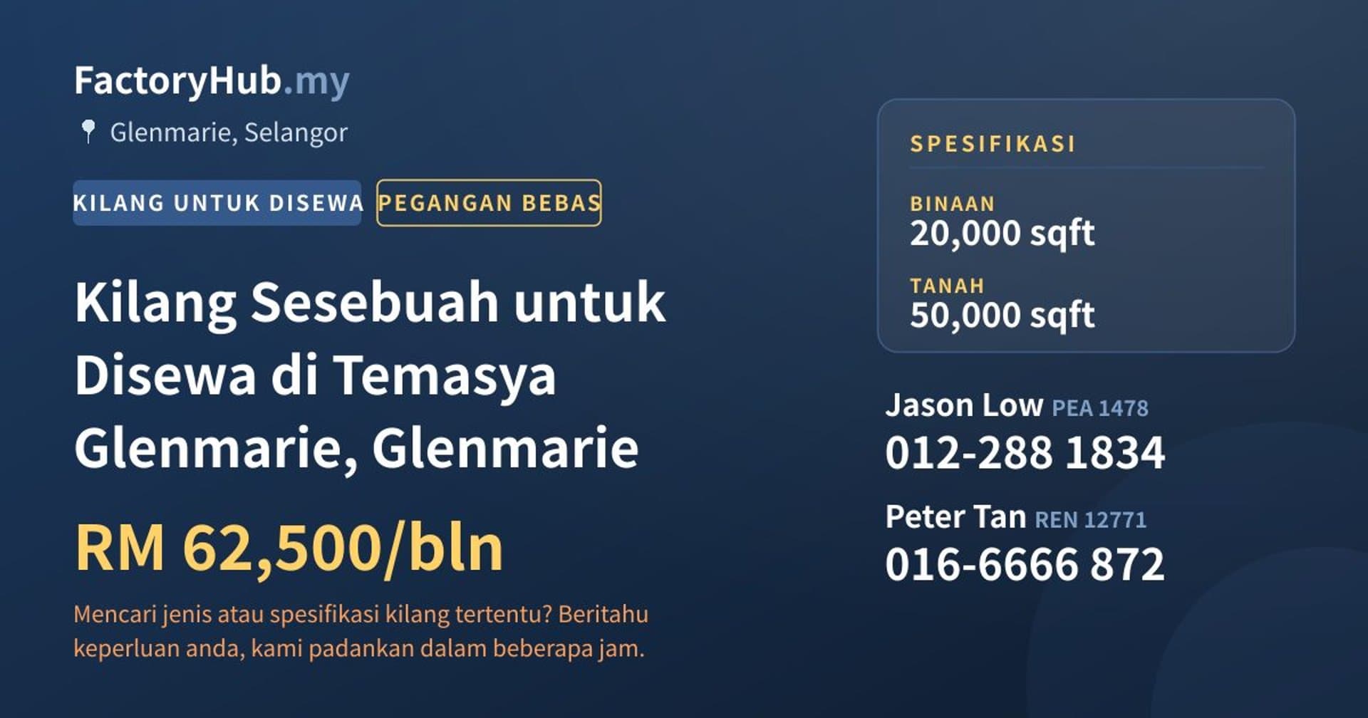 Kilang Sesebuah untuk Disewa di Temasya Glenmarie, Glenmarie · Imej hartanah 1/2