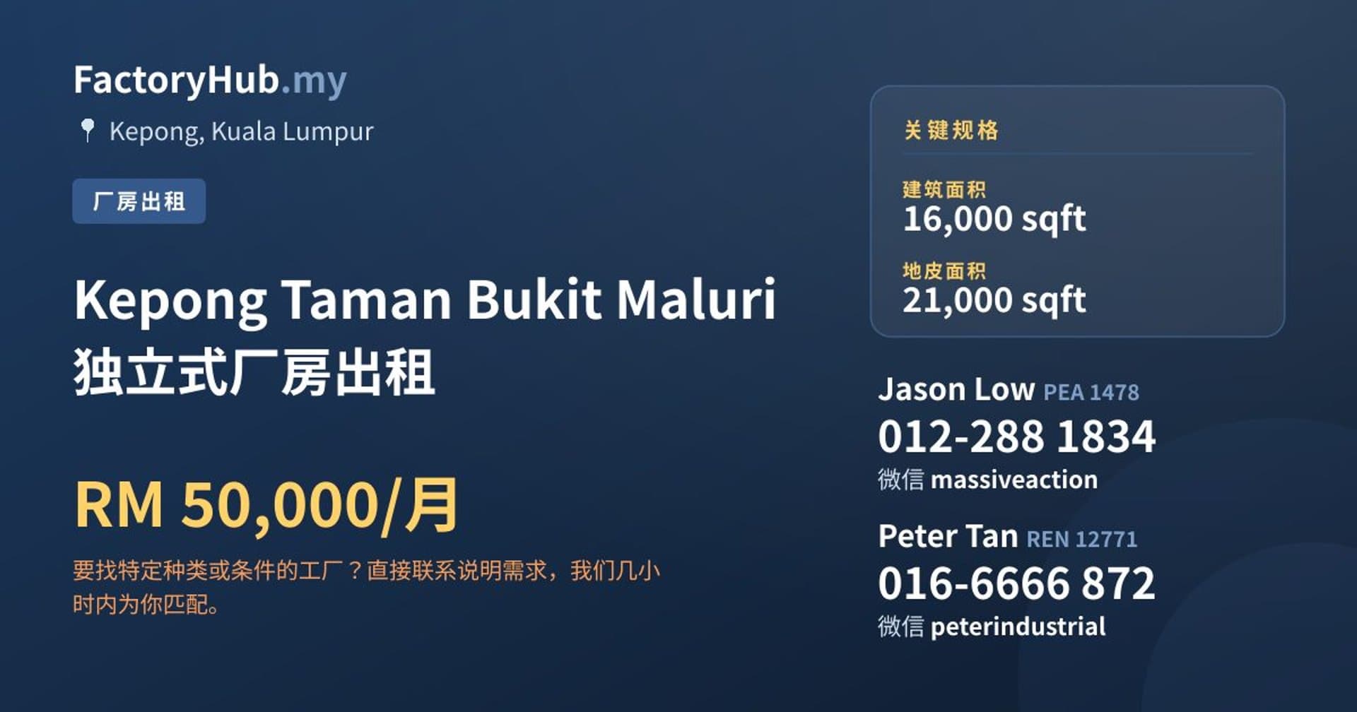 Kepong Taman Bukit Maluri 独立式厂房出租 · 房源图片 1/2