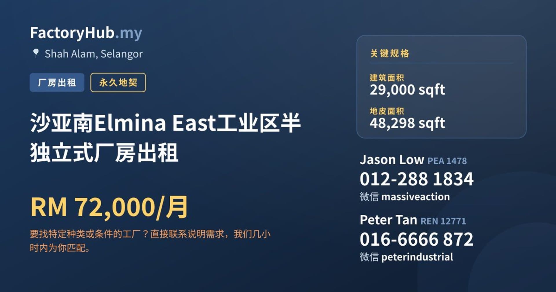 沙亚南Elmina East工业区半独立式厂房出租 · 房源图片 1/2