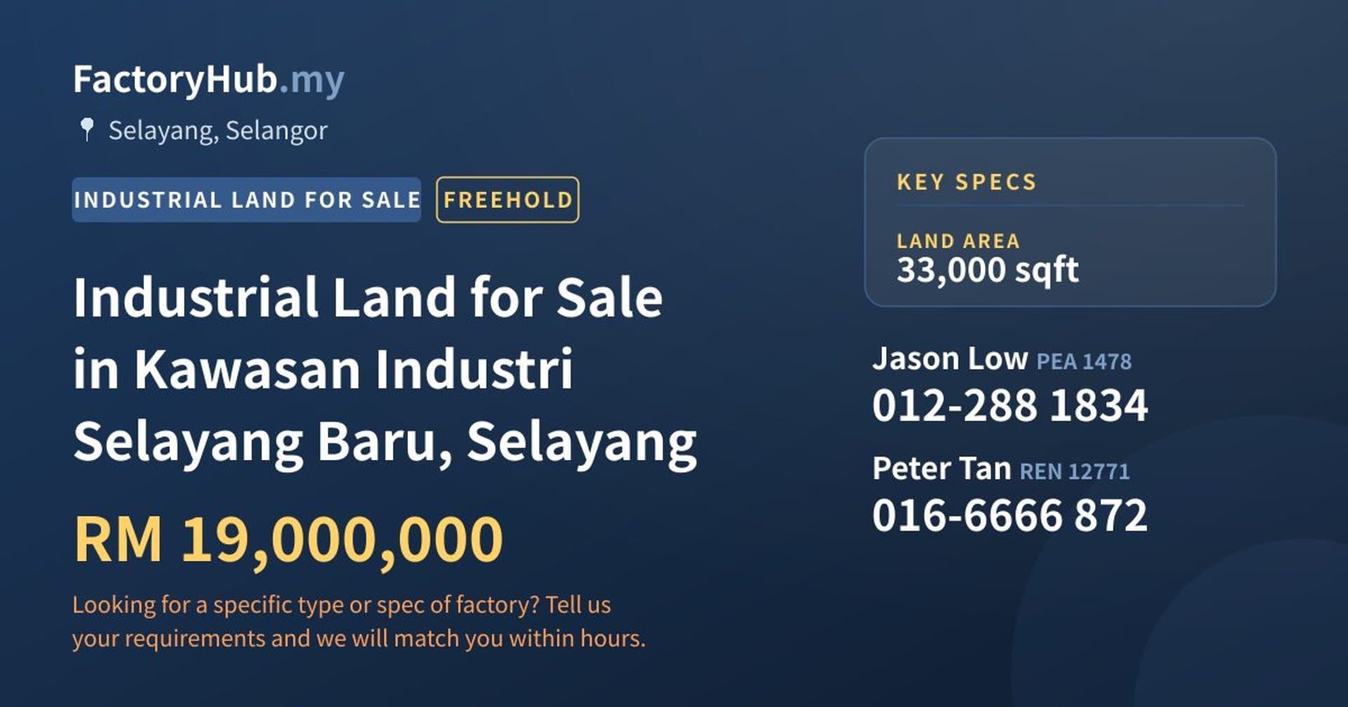 Industrial Land for Sale in Kawasan Industri Selayang Baru, Selayang - Property image 1 of 2