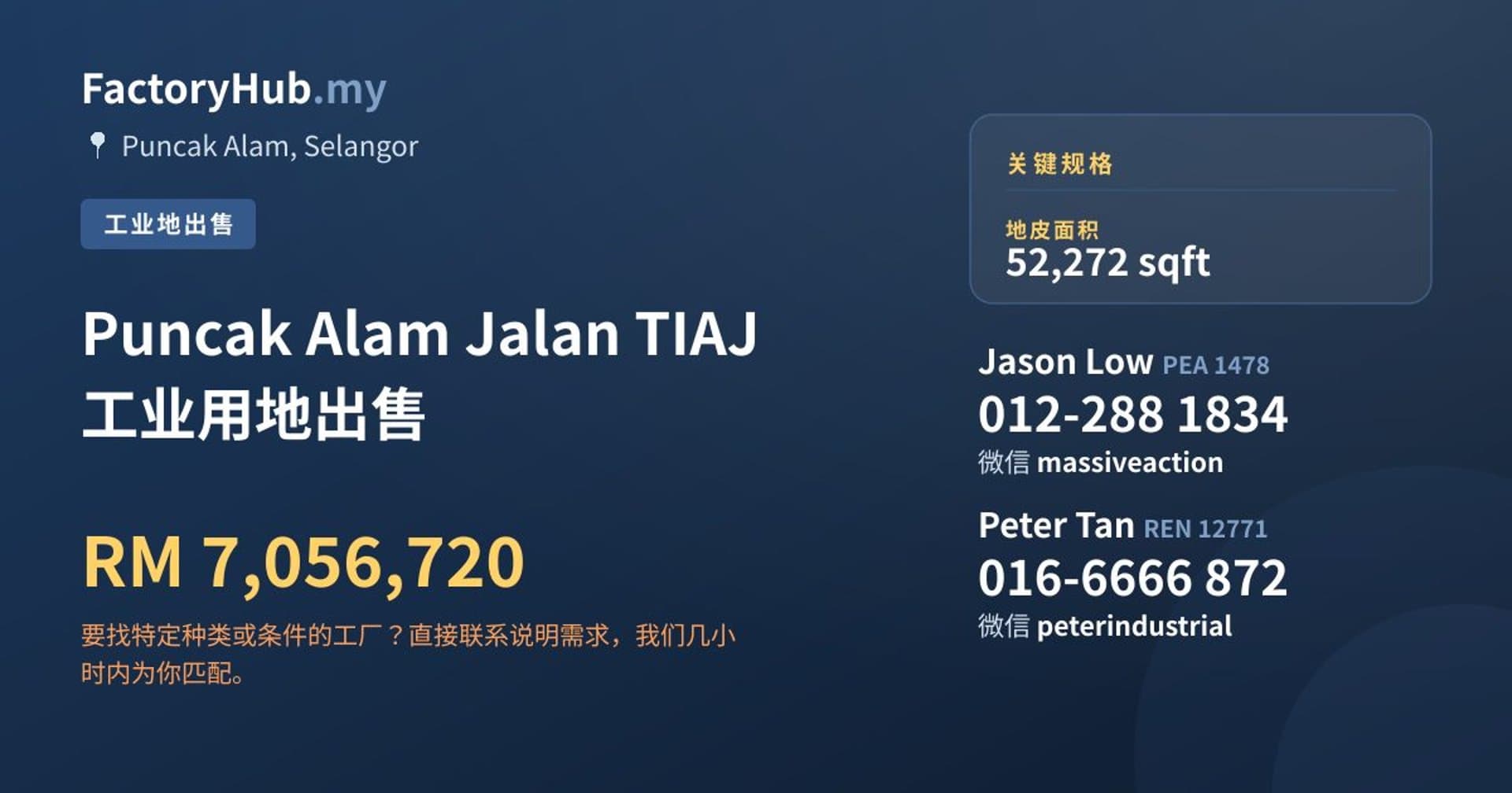 Puncak Alam Jalan TIAJ 工业用地出售 · 房源图片 1/2