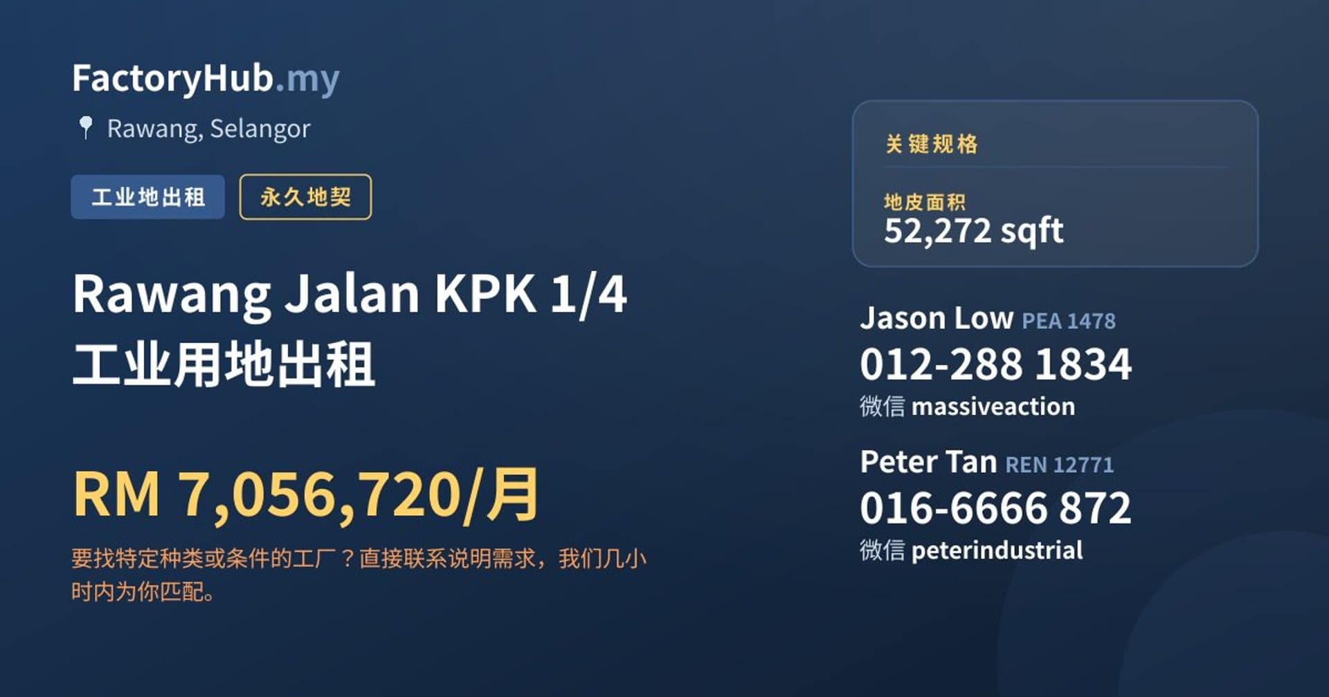 Rawang Jalan KPK 1/4 工业用地出租 · 房源图片 1/2
