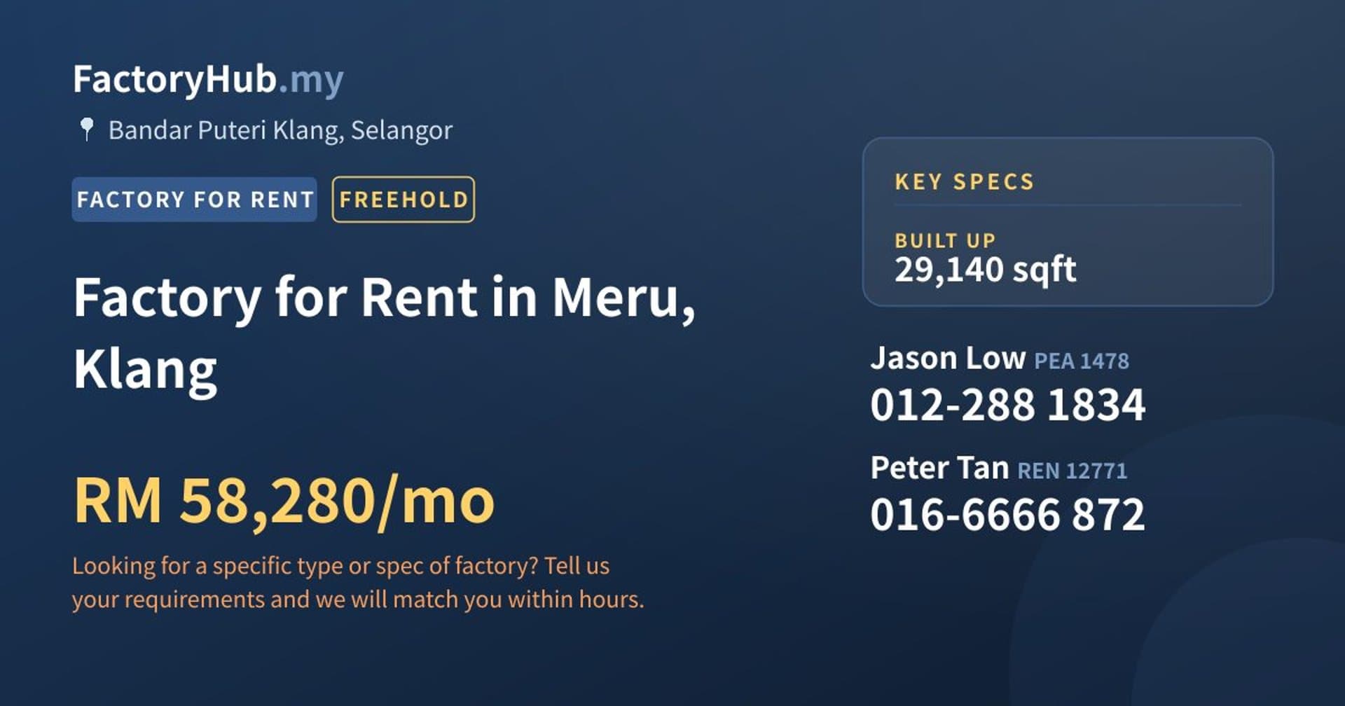 Factory for Rent in Meru, Klang - Property image 1 of 2