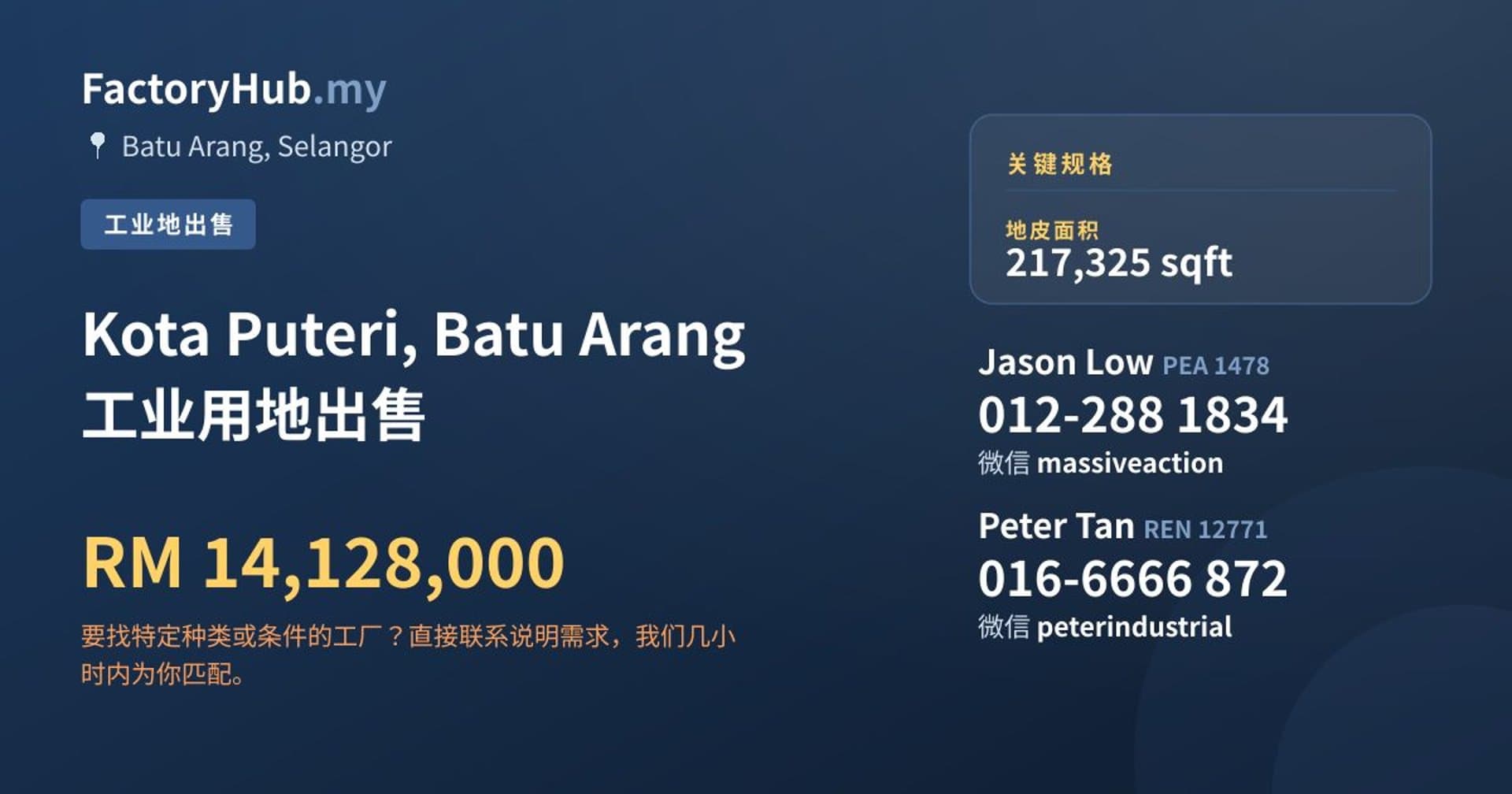 Kota Puteri, Batu Arang 工业用地出售 · 房源图片 1/2