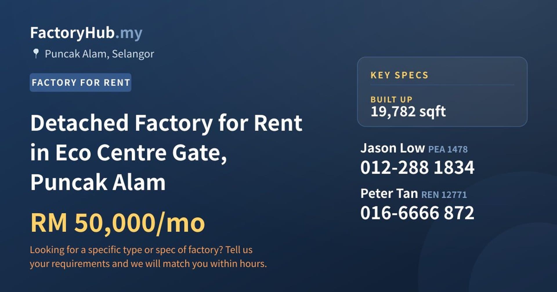 Detached Factory for Rent in Eco Centre Gate, Puncak Alam - Property image 1 of 2