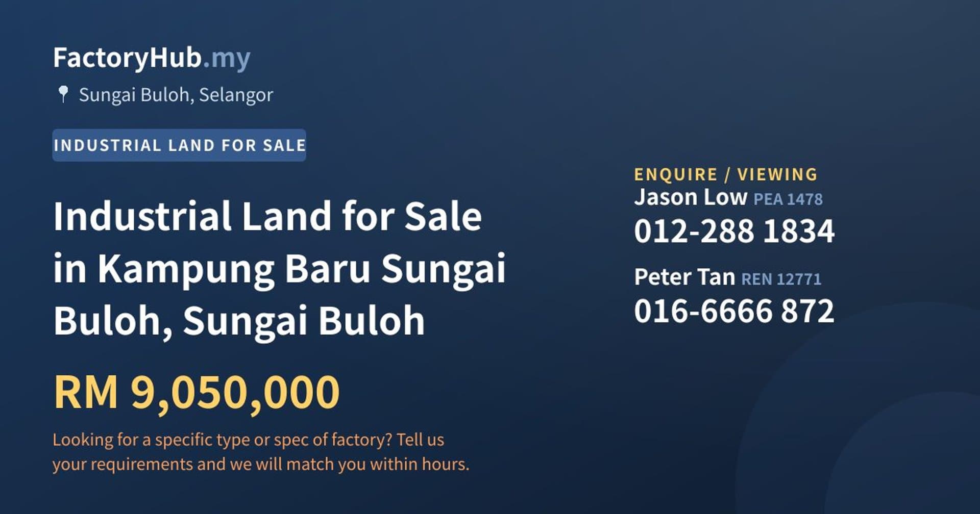 Industrial Land for Sale in Kampung Baru Sungai Buloh, Sungai Buloh - Property image 1 of 2