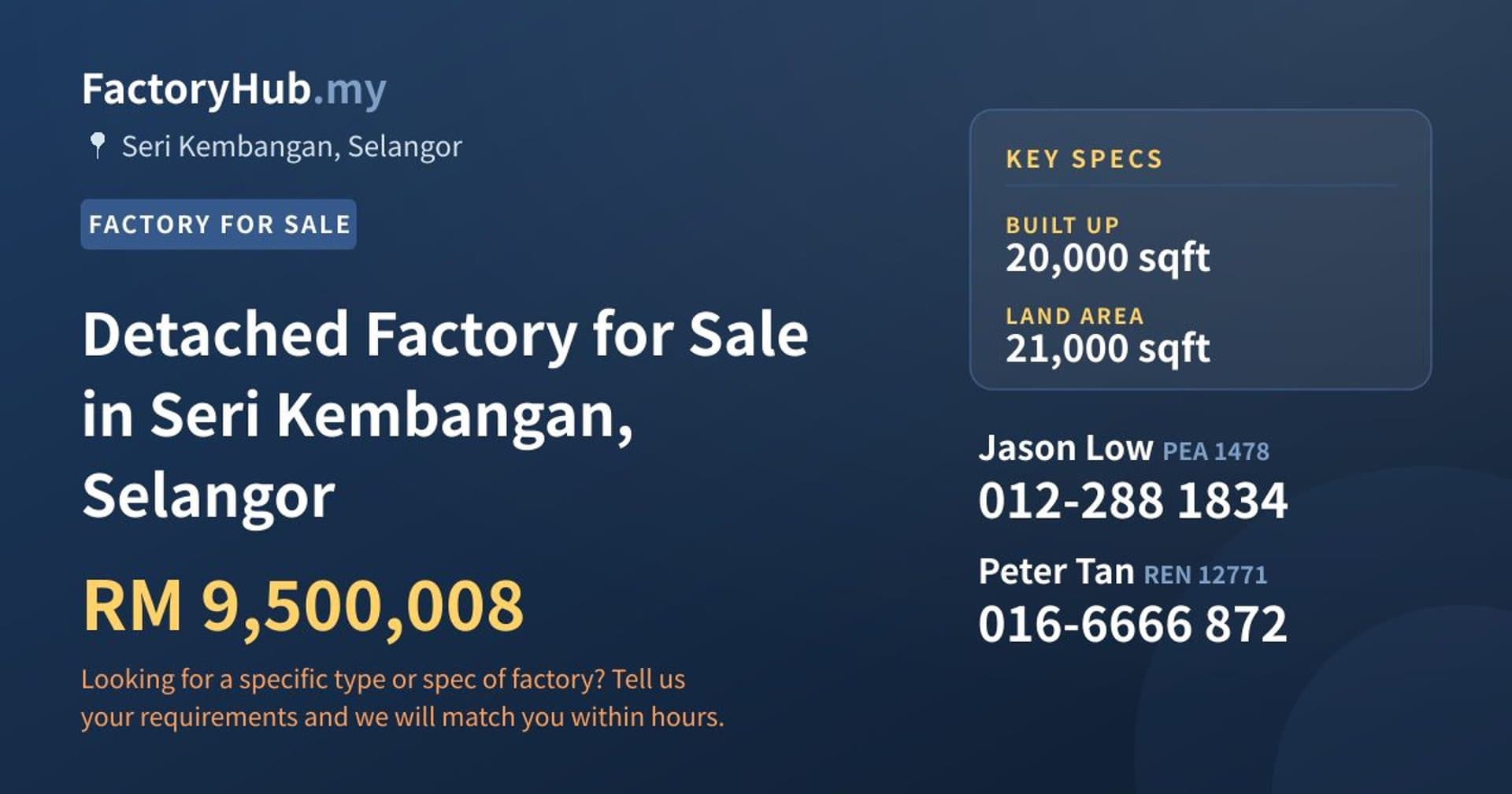 Detached Factory for Sale in Seri Kembangan, Selangor - Property image 1 of 2