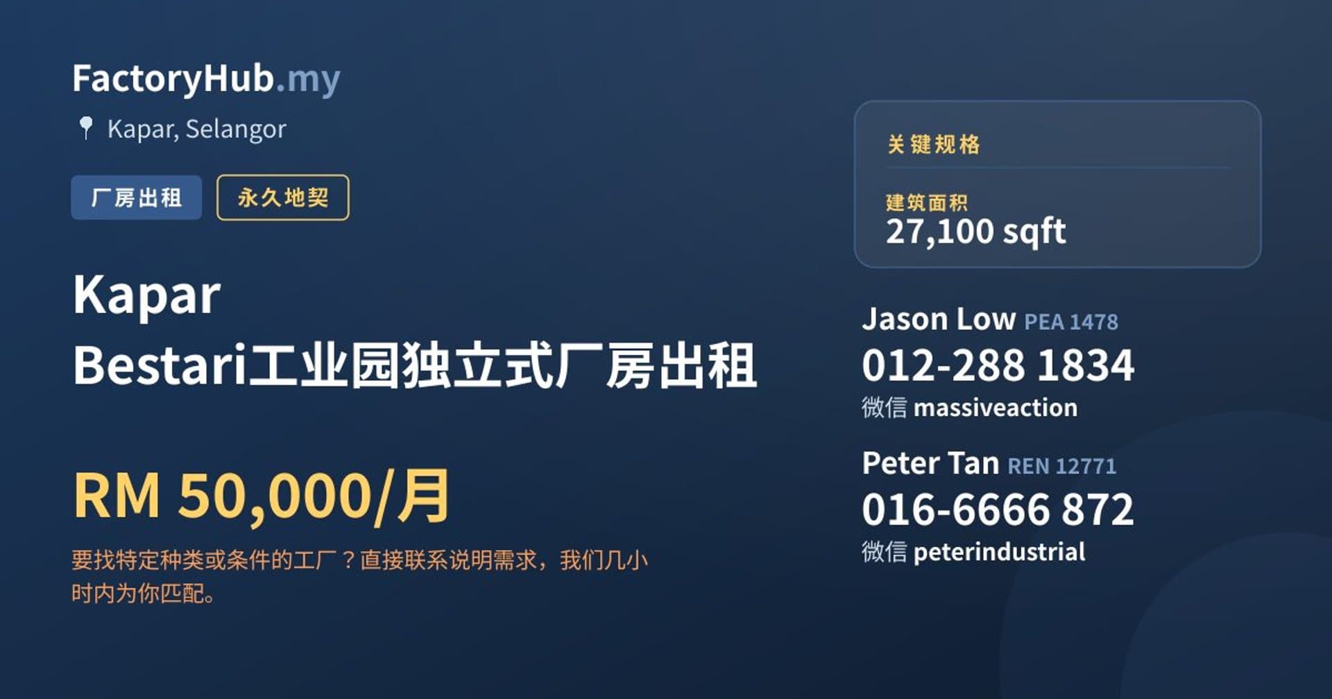 Kapar Bestari工业园独立式厂房出租 · 房源图片 1/2
