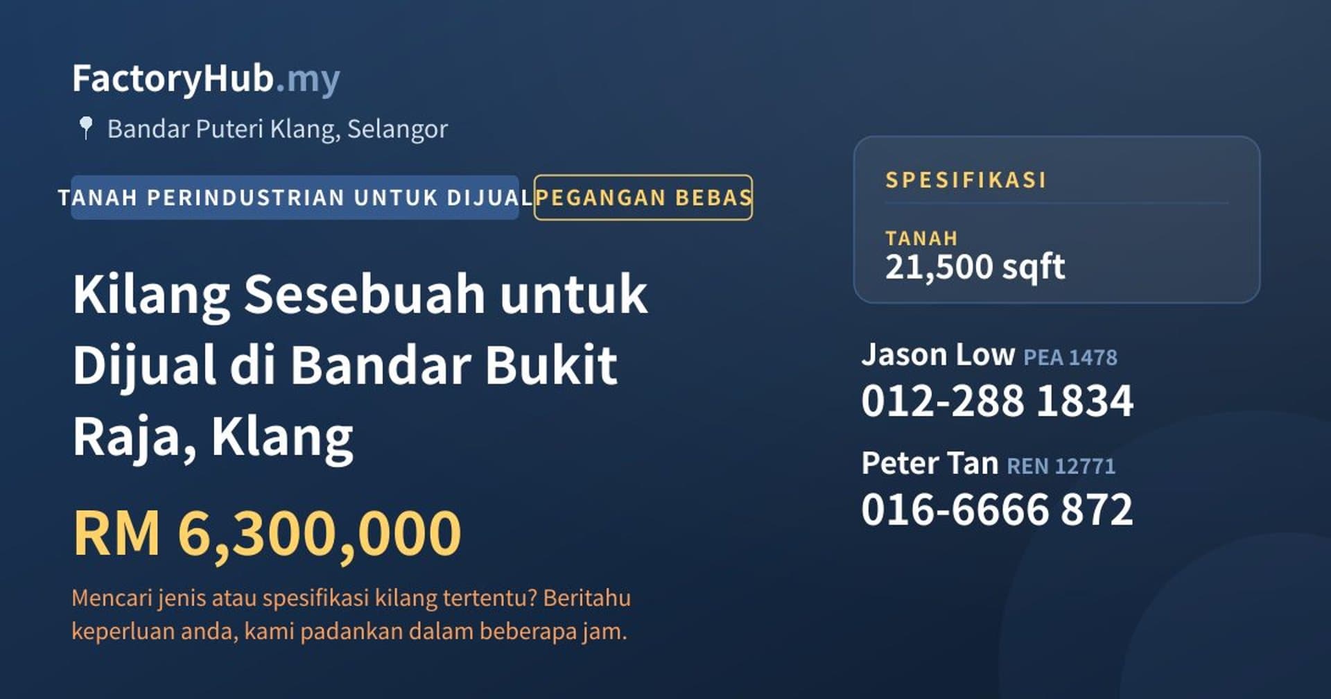 Kilang Sesebuah untuk Dijual di Bandar Bukit Raja, Klang · Imej hartanah 1/2