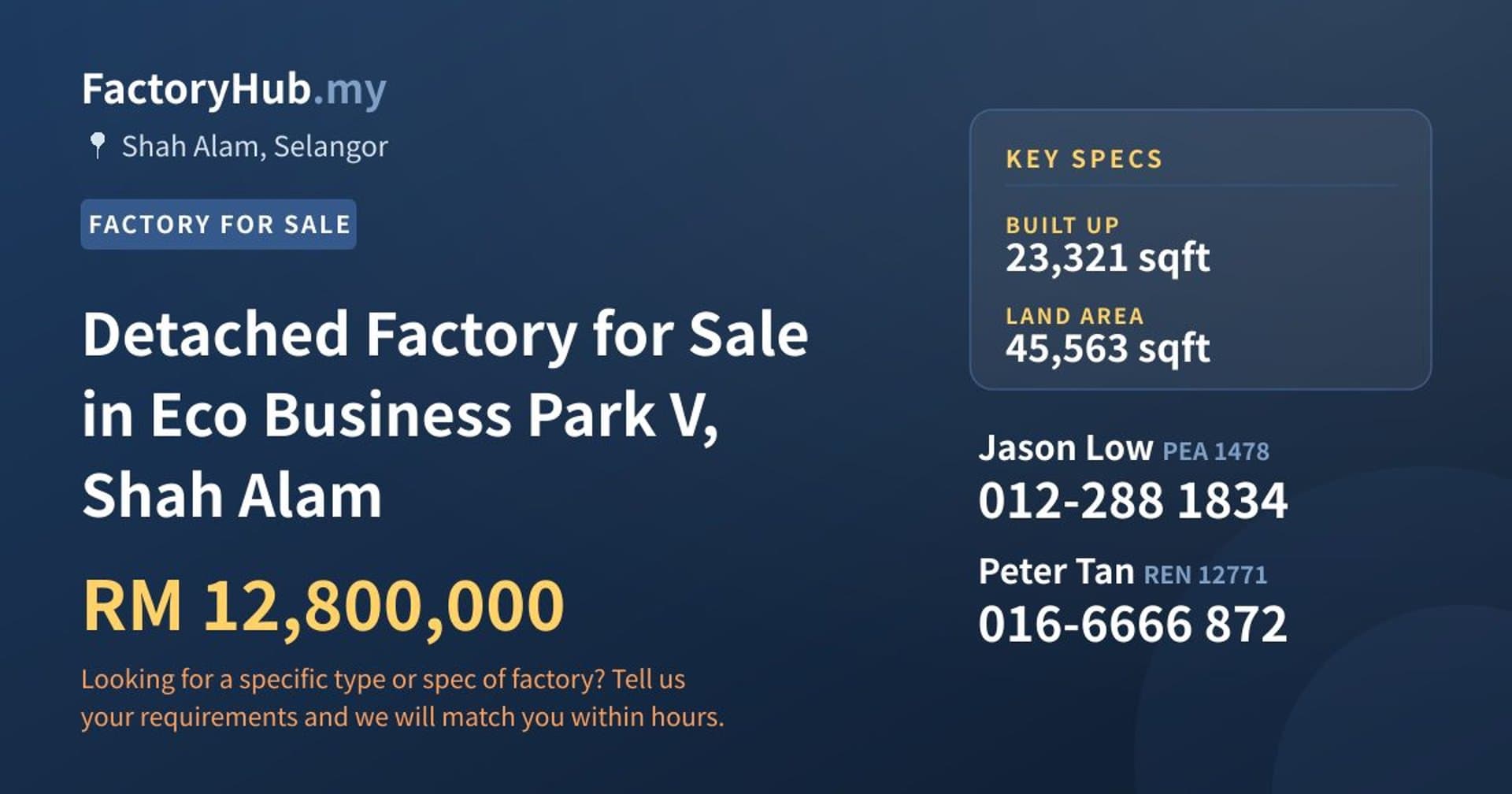 Detached Factory for Sale in Eco Business Park V, Shah Alam - Property image 1 of 2