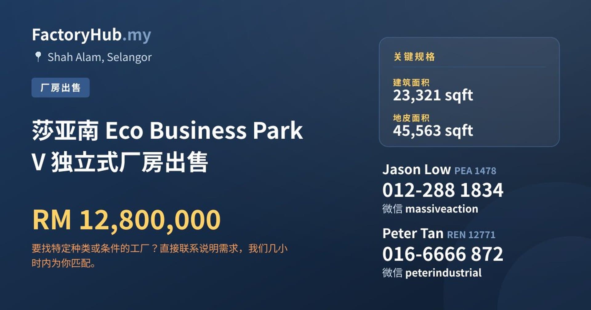 莎亚南 Eco Business Park V 独立式厂房出售 · 房源图片 1/2