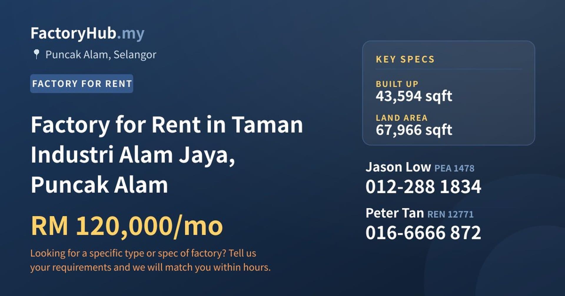 Factory for Rent in Taman Industri Alam Jaya, Puncak Alam - Property image 1 of 2