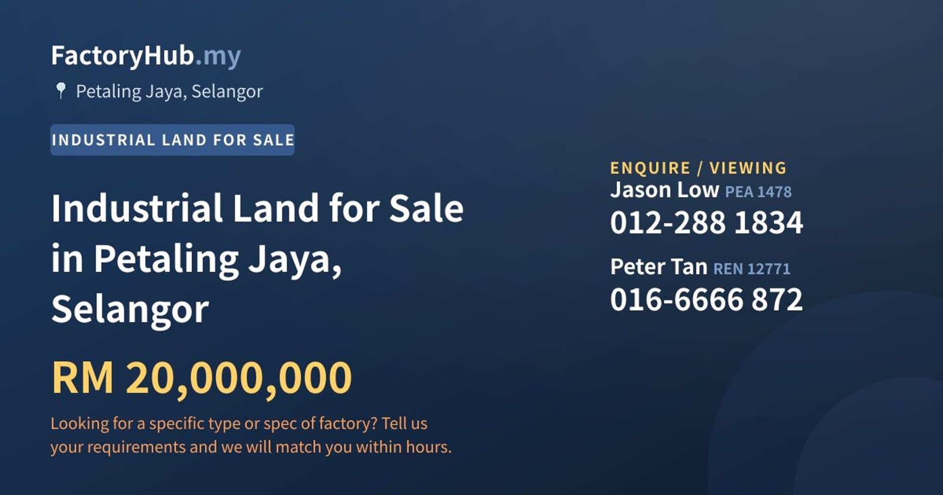 Industrial Land for Sale in Petaling Jaya, Selangor - Property image 1 of 2