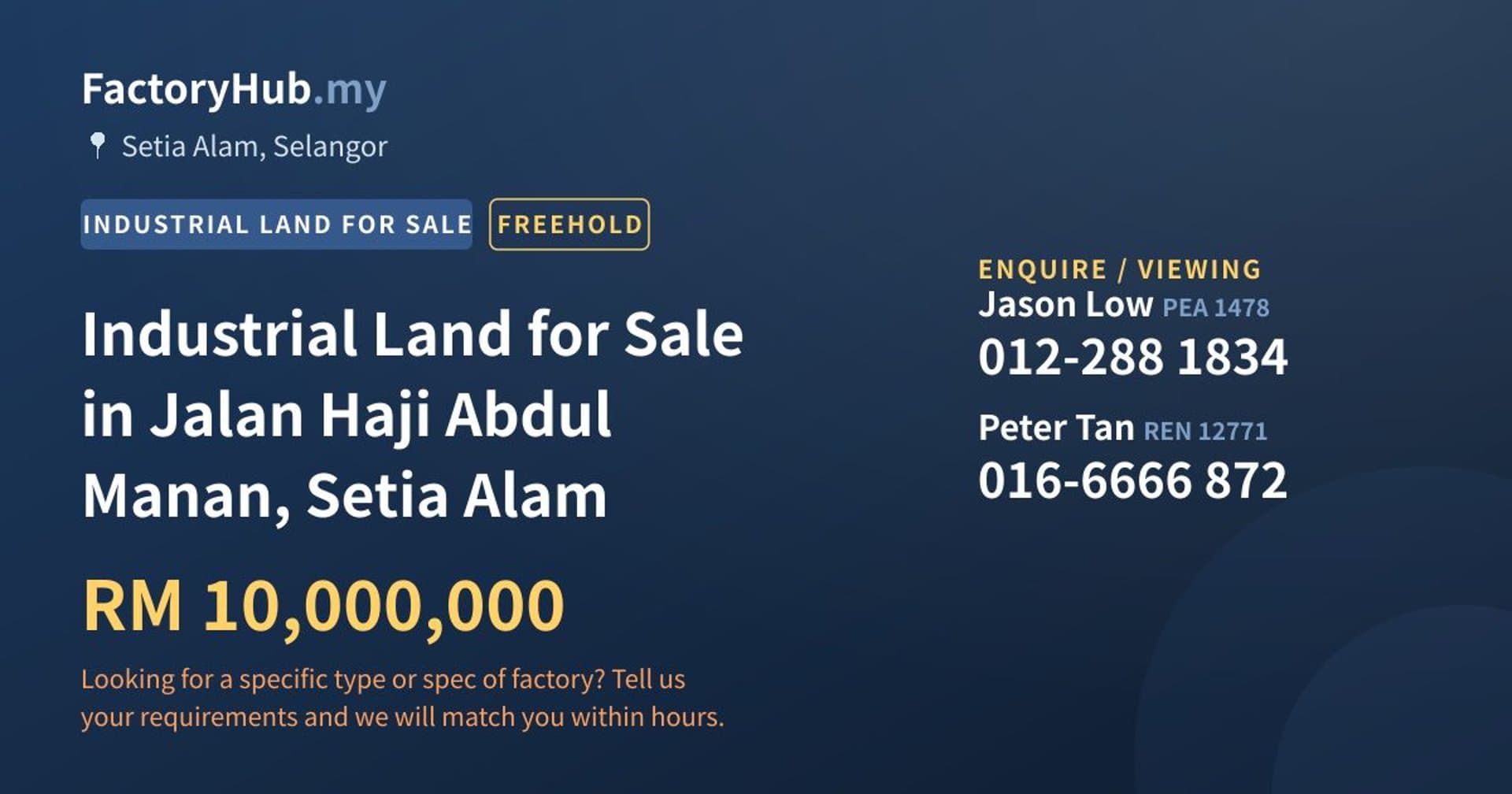 Industrial Land for Sale in Jalan Haji Abdul Manan, Setia Alam - Property image 1 of 2