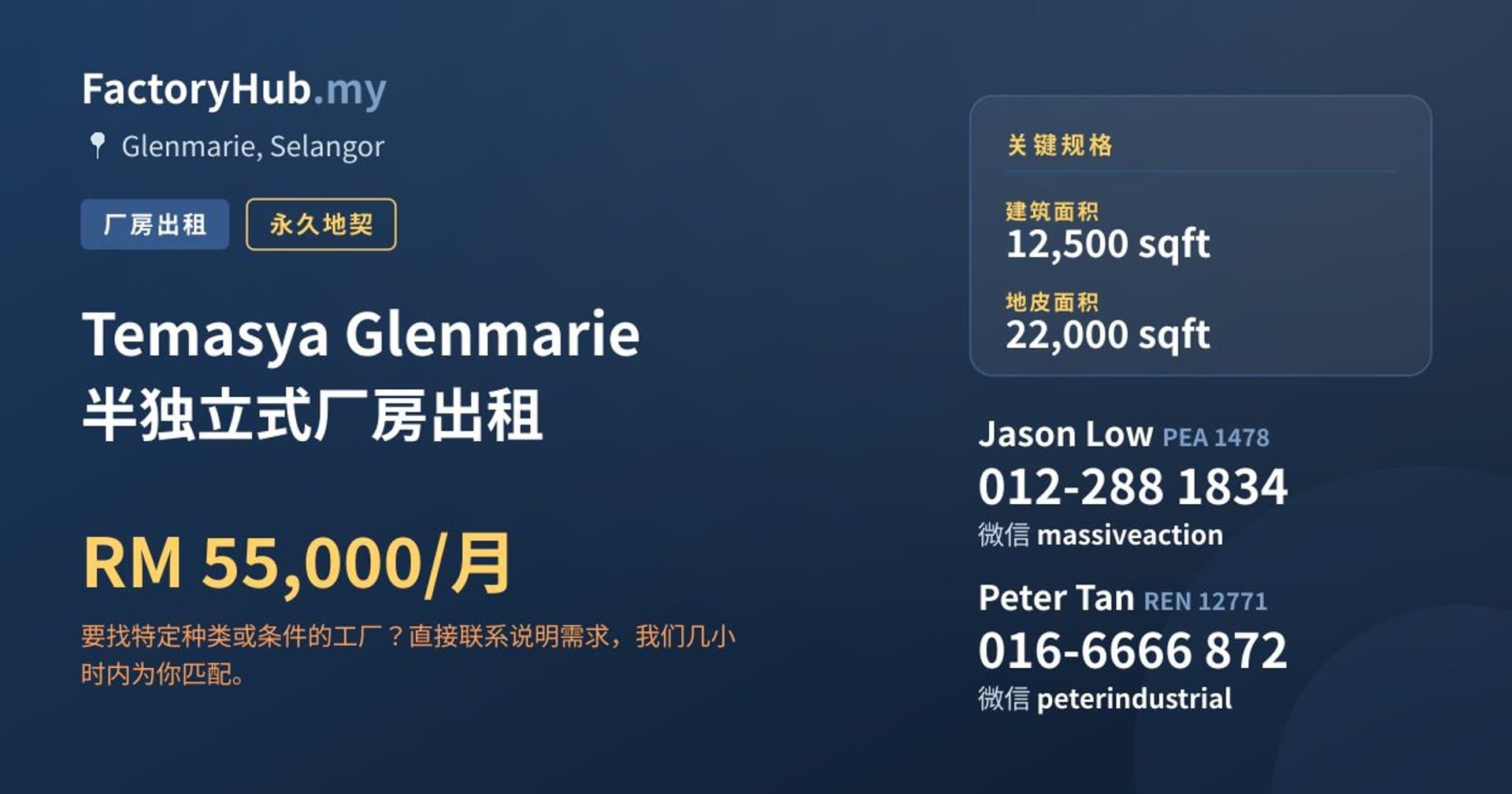 Temasya Glenmarie 半独立式厂房出租 · 房源图片 1/2