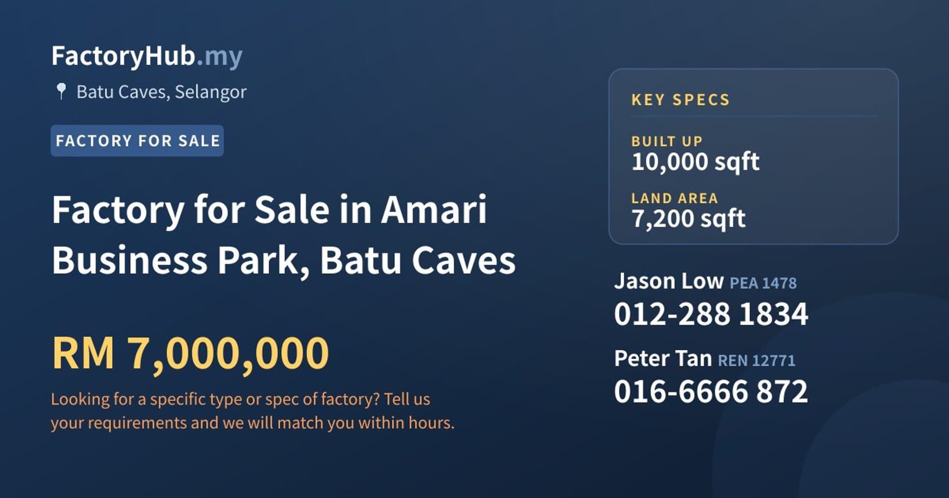Factory for Sale in Amari Business Park, Batu Caves - Property image 1 of 2