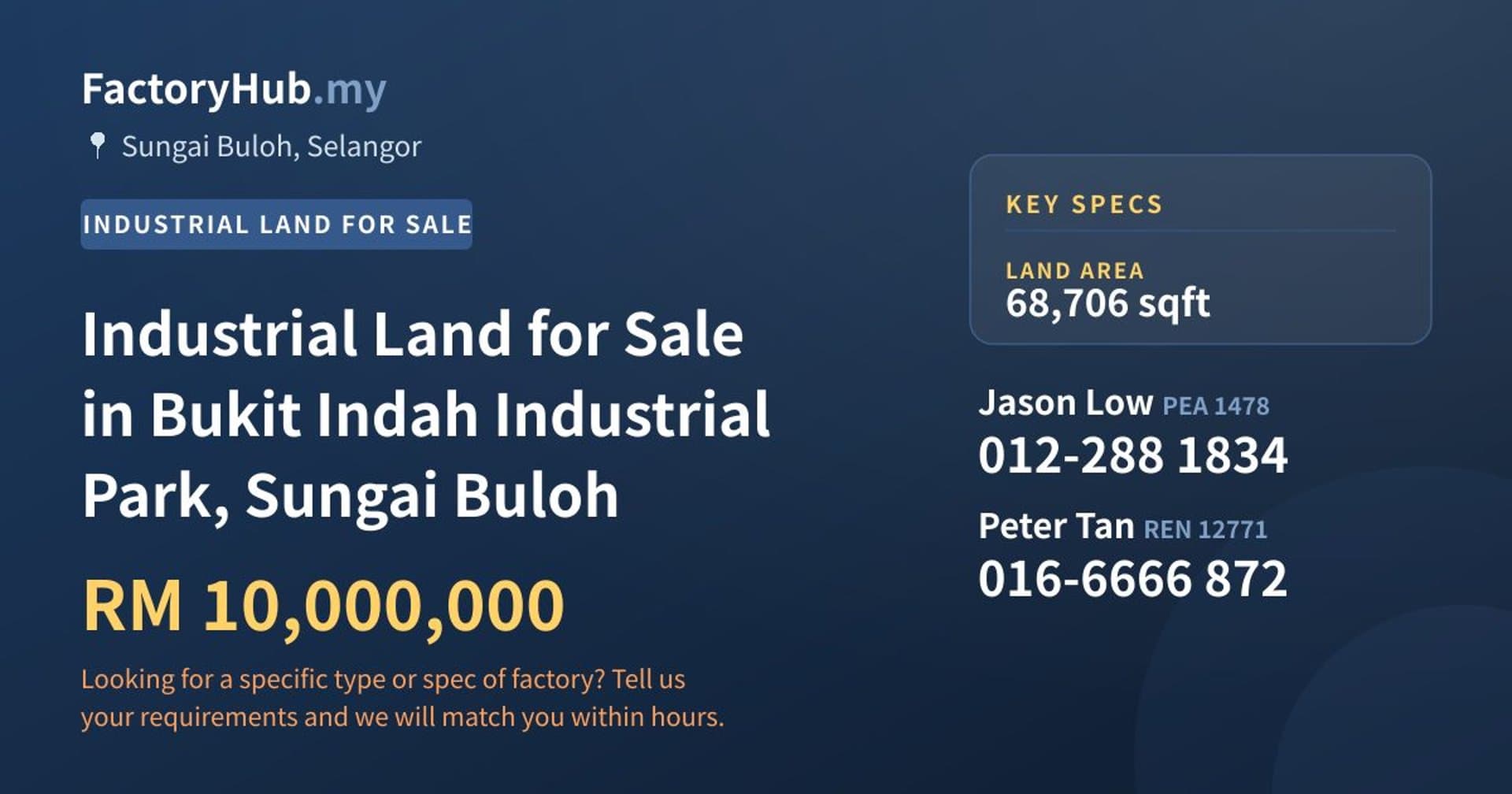 Industrial Land for Sale in Bukit Indah Industrial Park, Sungai Buloh - Property image 1 of 2
