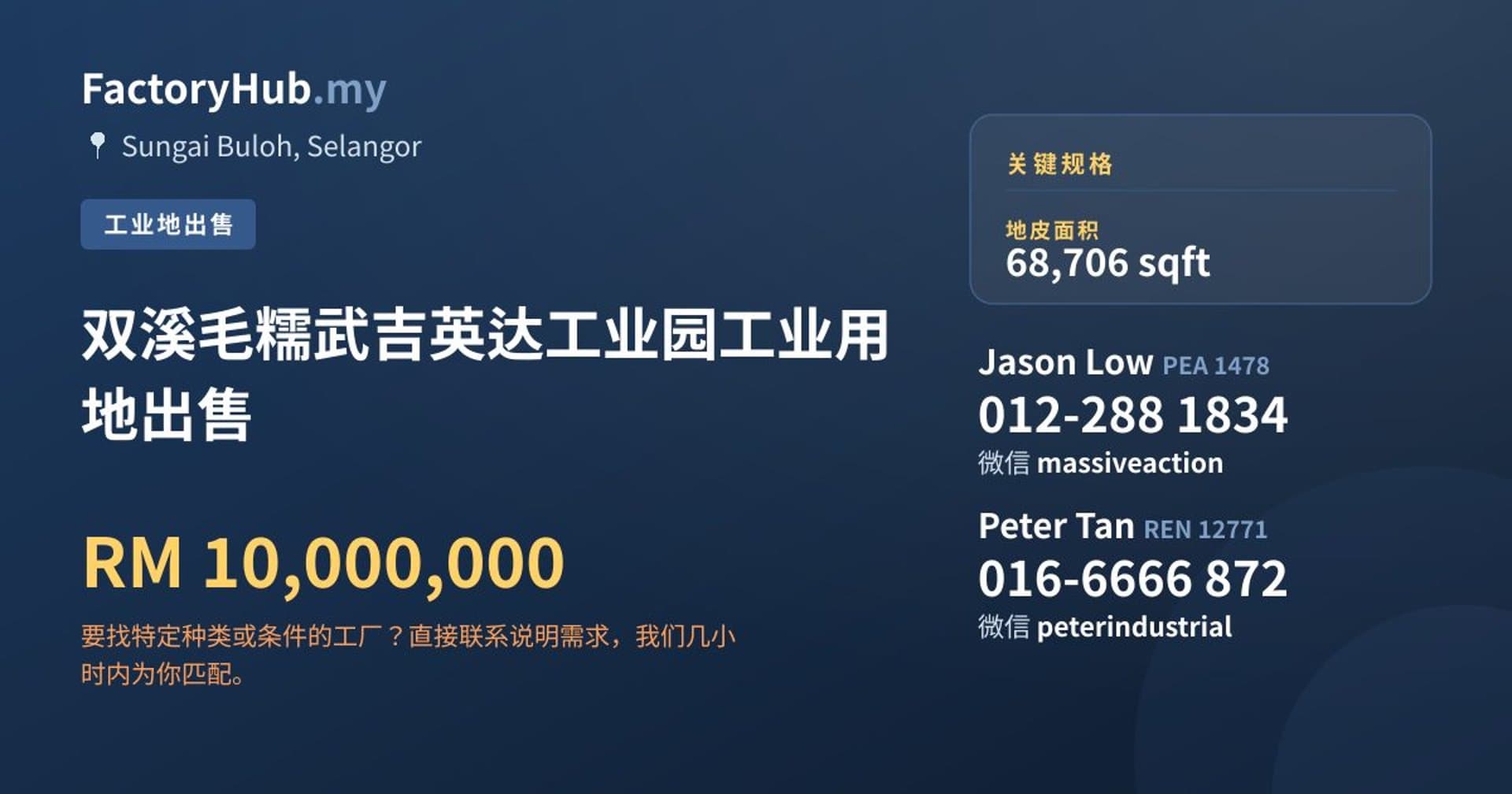 双溪毛糯武吉英达工业园工业用地出售 · 房源图片 1/2