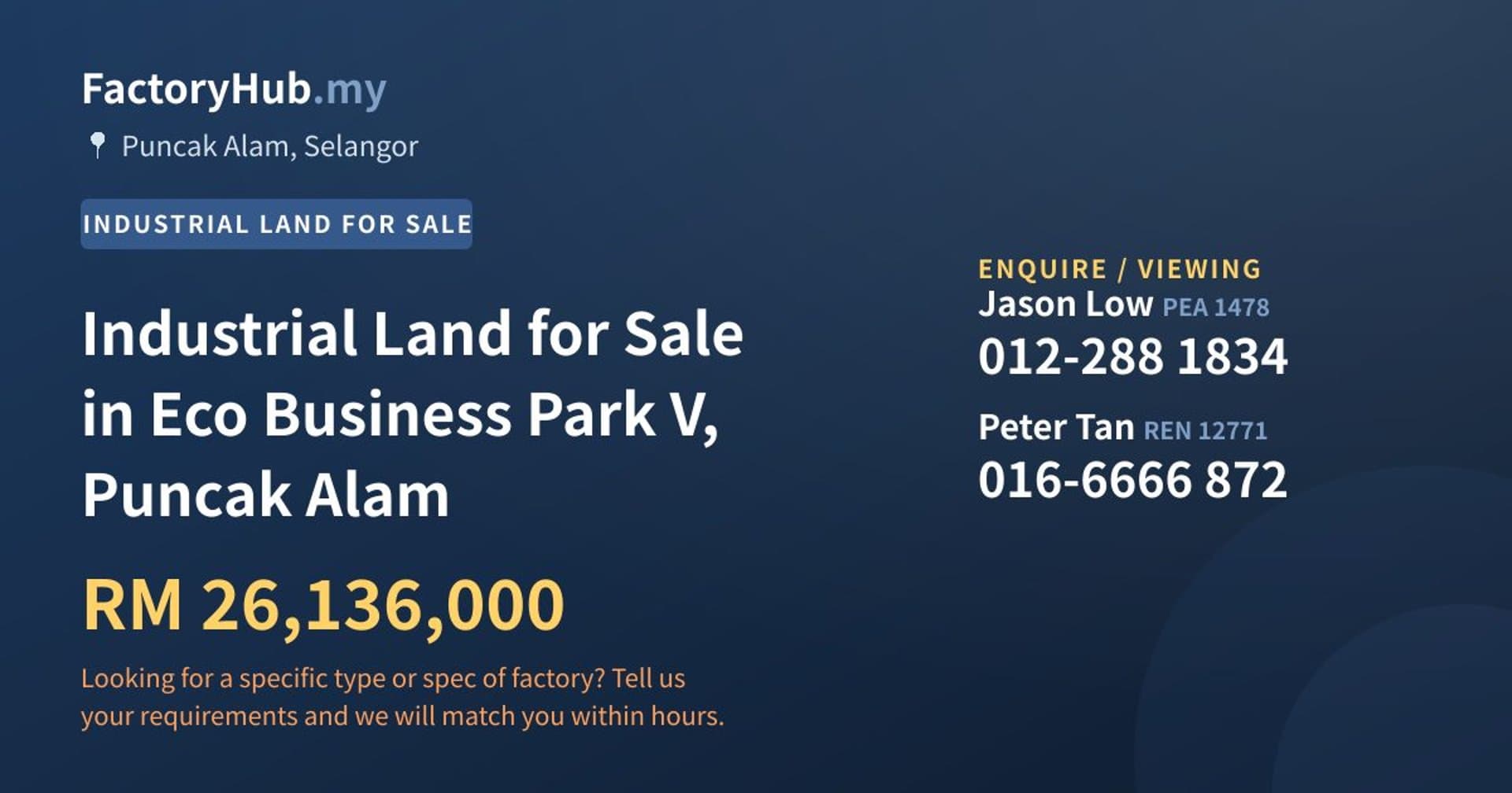 Industrial Land for Sale in Eco Business Park V, Puncak Alam - Property image 1 of 2