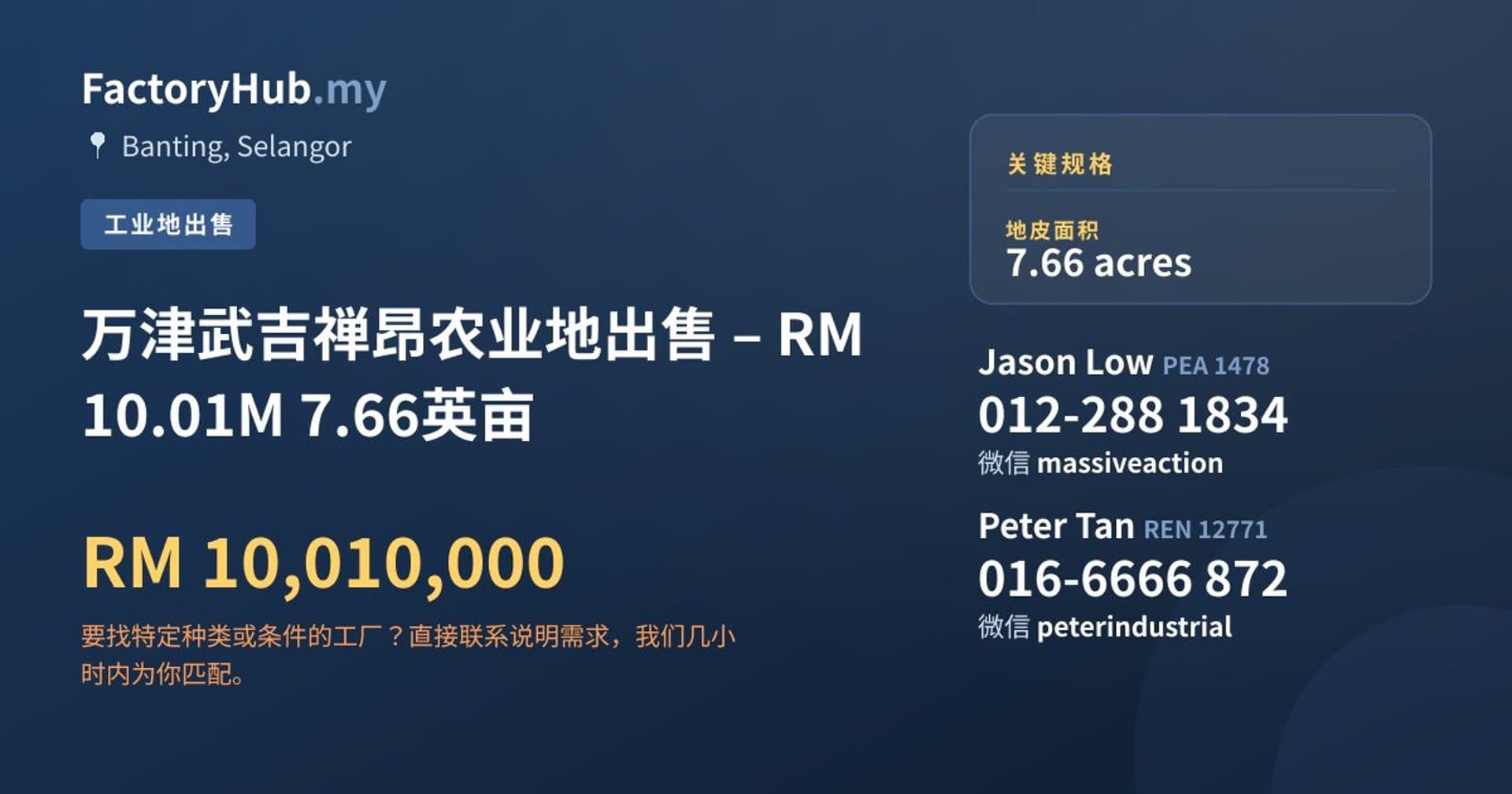 万津武吉禅昂农业地出售 – RM10.01M 7.66英亩 · 房源图片 1/5