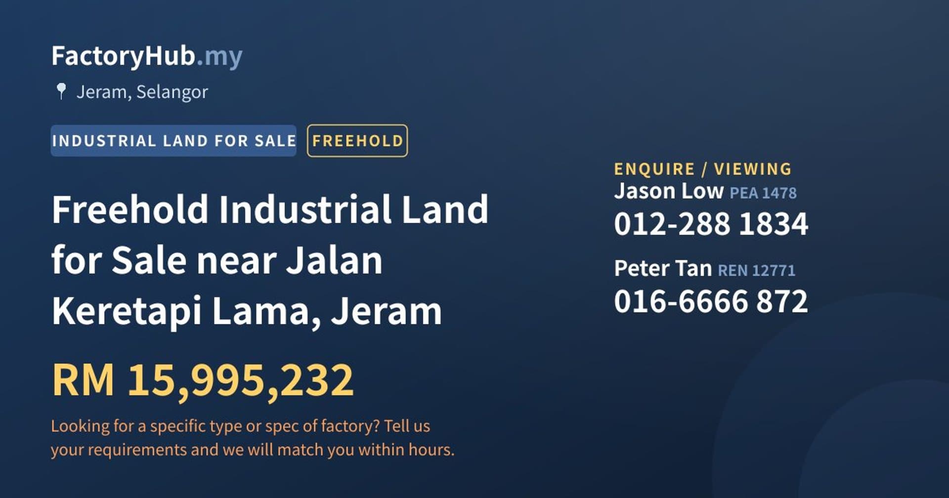 Freehold Industrial Land for Sale near Jalan Keretapi Lama, Jeram - Property image 1 of 2