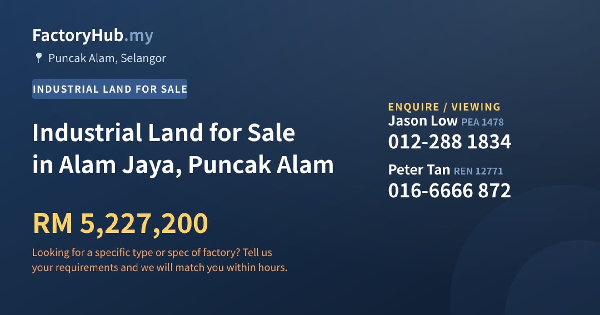 Industrial Land for Sale in Alam Jaya, Puncak Alam - Property image 1 of 2