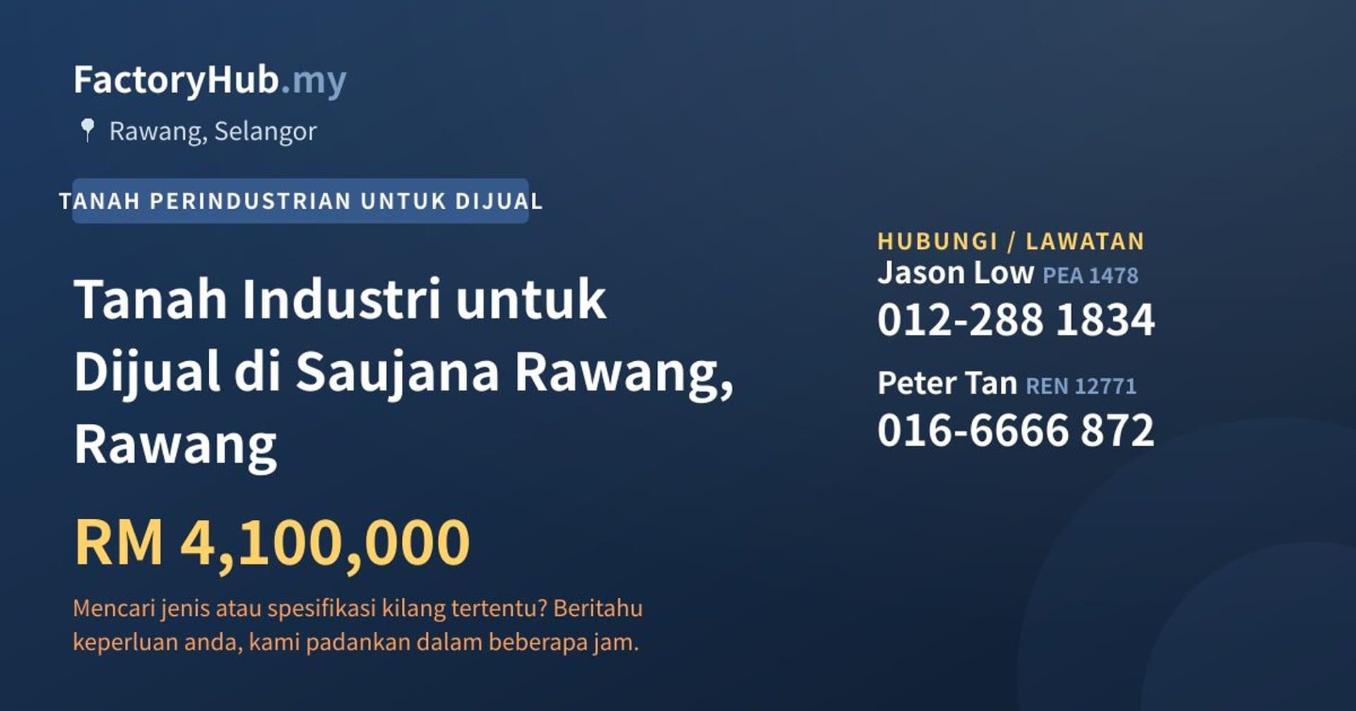 Tanah Industri untuk Dijual di Saujana Rawang, Rawang · Imej hartanah 1/2