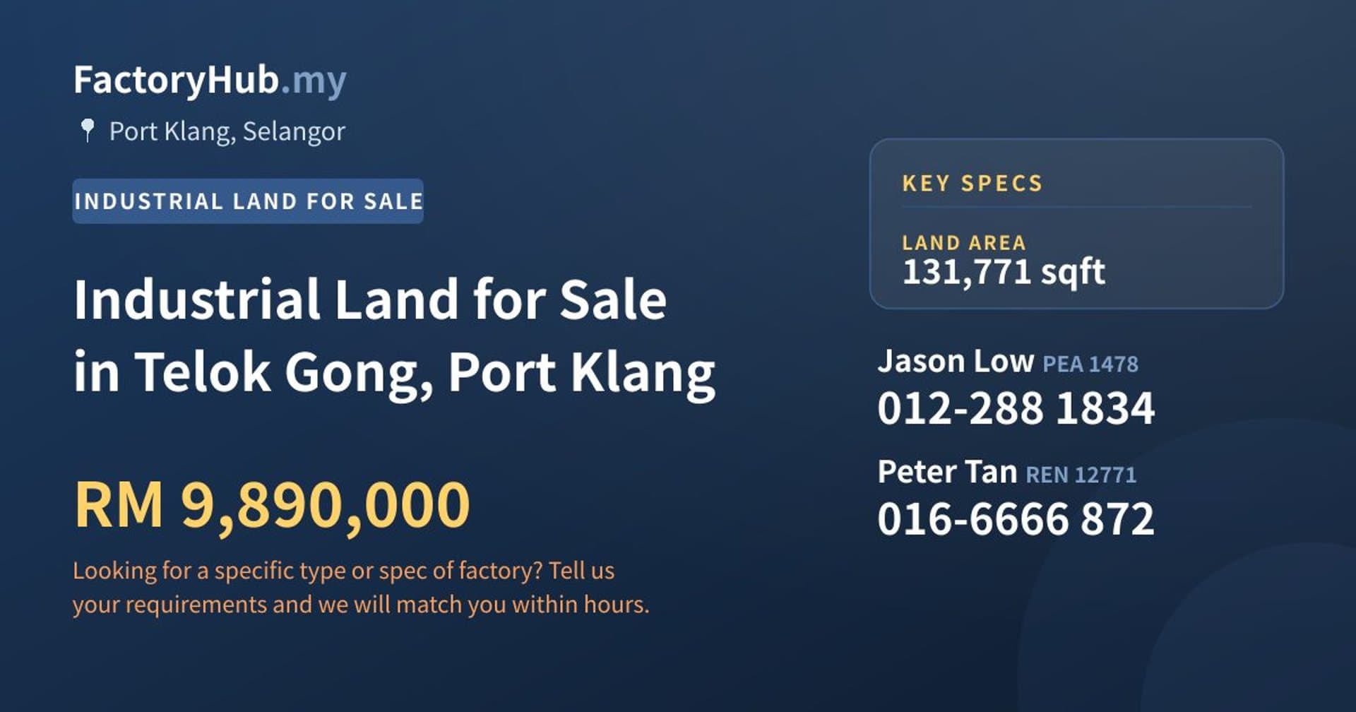 Industrial Land for Sale in Telok Gong, Port Klang - Property image 1 of 2