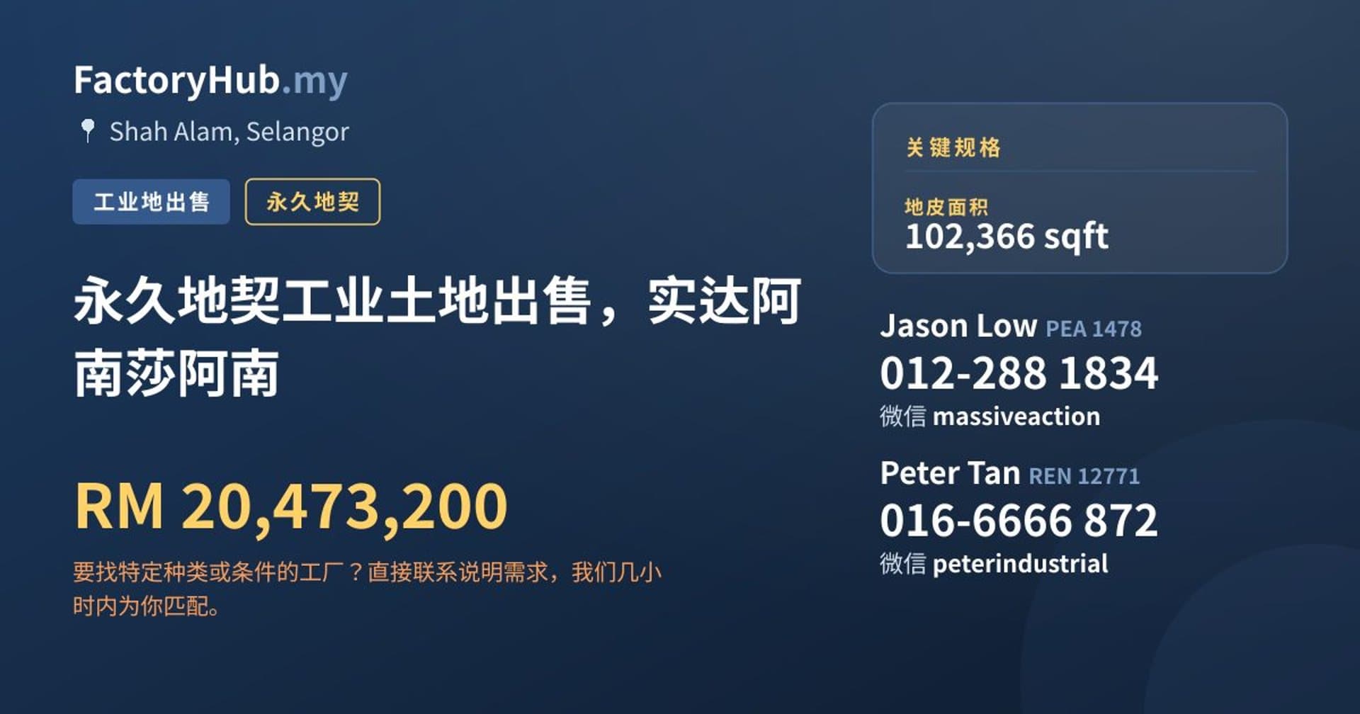 永久地契工业土地出售，实达阿南莎阿南 · 房源图片 1/2