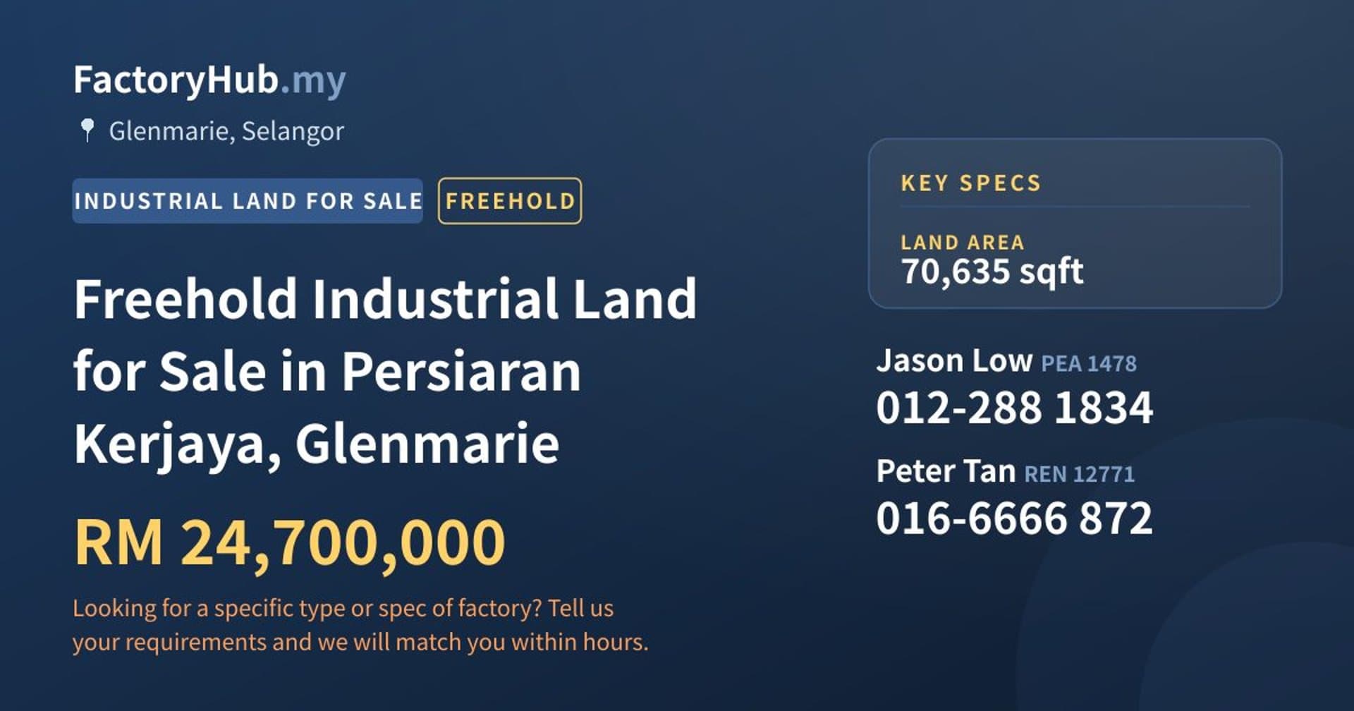 Freehold Industrial Land for Sale in Persiaran Kerjaya, Glenmarie - Property image 1 of 2