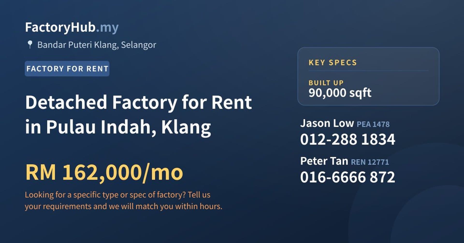Detached Factory for Rent in Pulau Indah, Klang - Property image 1 of 2