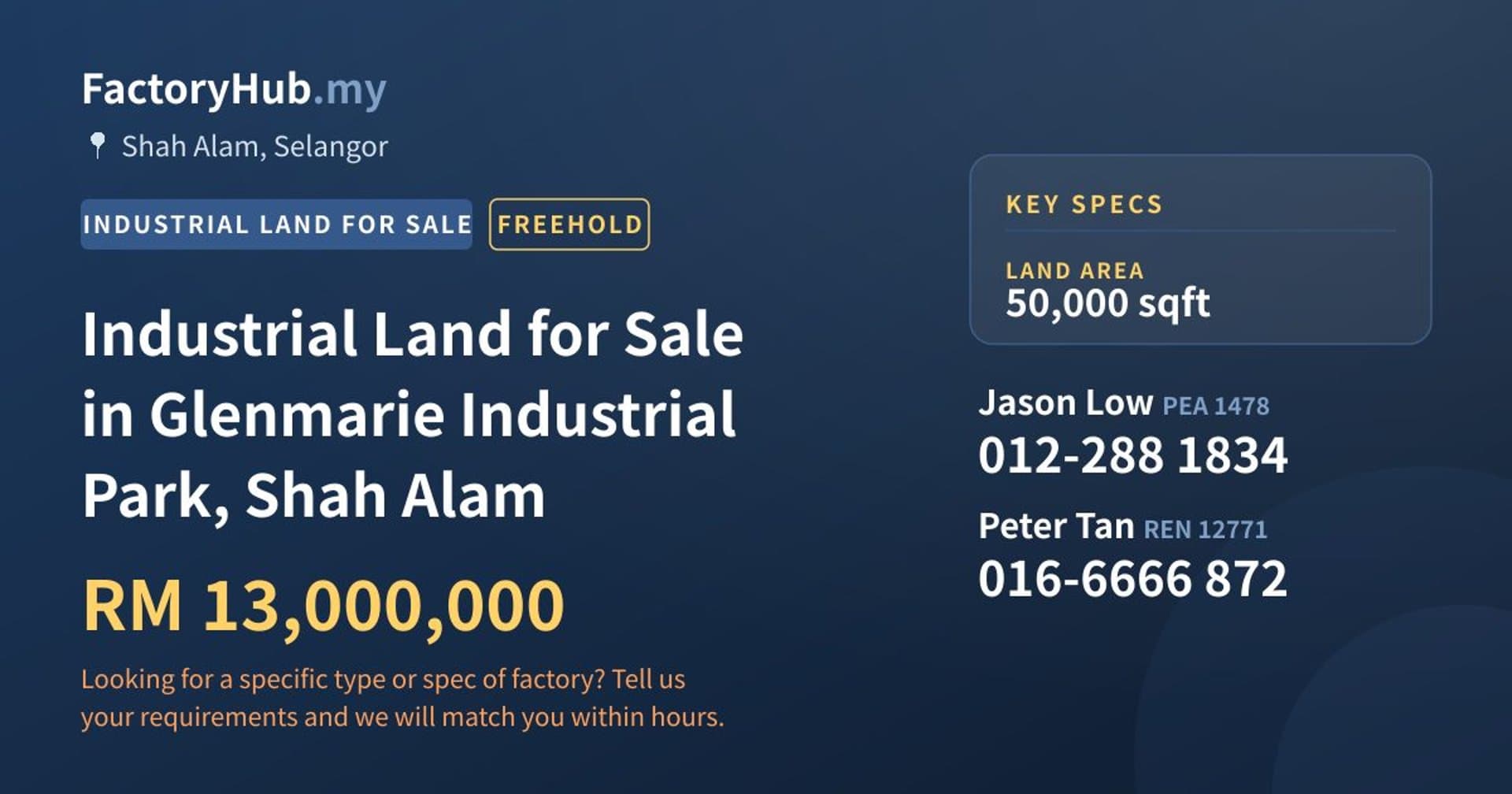Industrial Land for Sale in Glenmarie Industrial Park, Shah Alam - Property image 1 of 2
