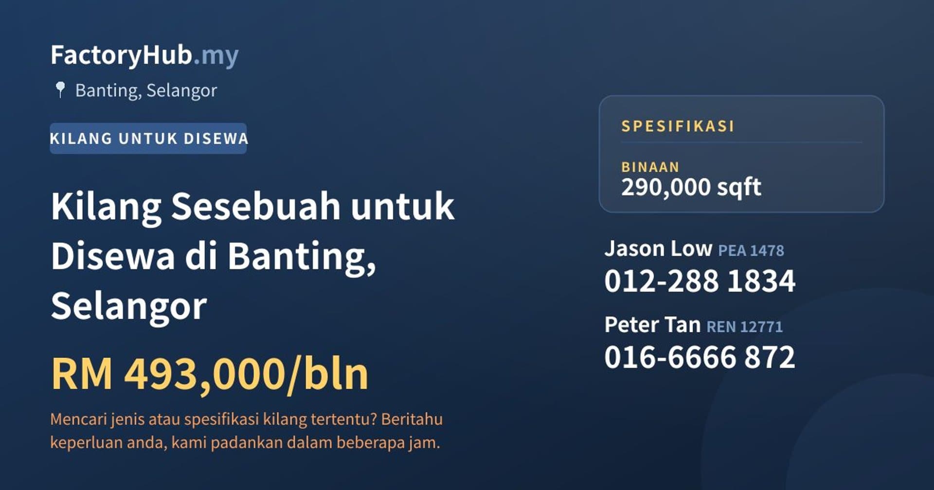 Kilang Sesebuah untuk Disewa di Banting, Selangor · Imej hartanah 1/2