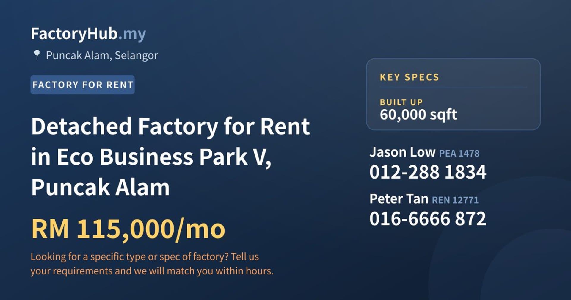 Detached Factory for Rent in Eco Business Park V, Puncak Alam - Property image 1 of 2