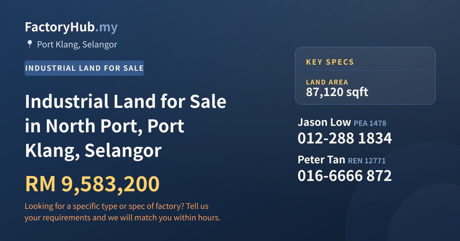 Industrial Land for Sale in North Port, Port Klang, Selangor - Property image 1 of 2