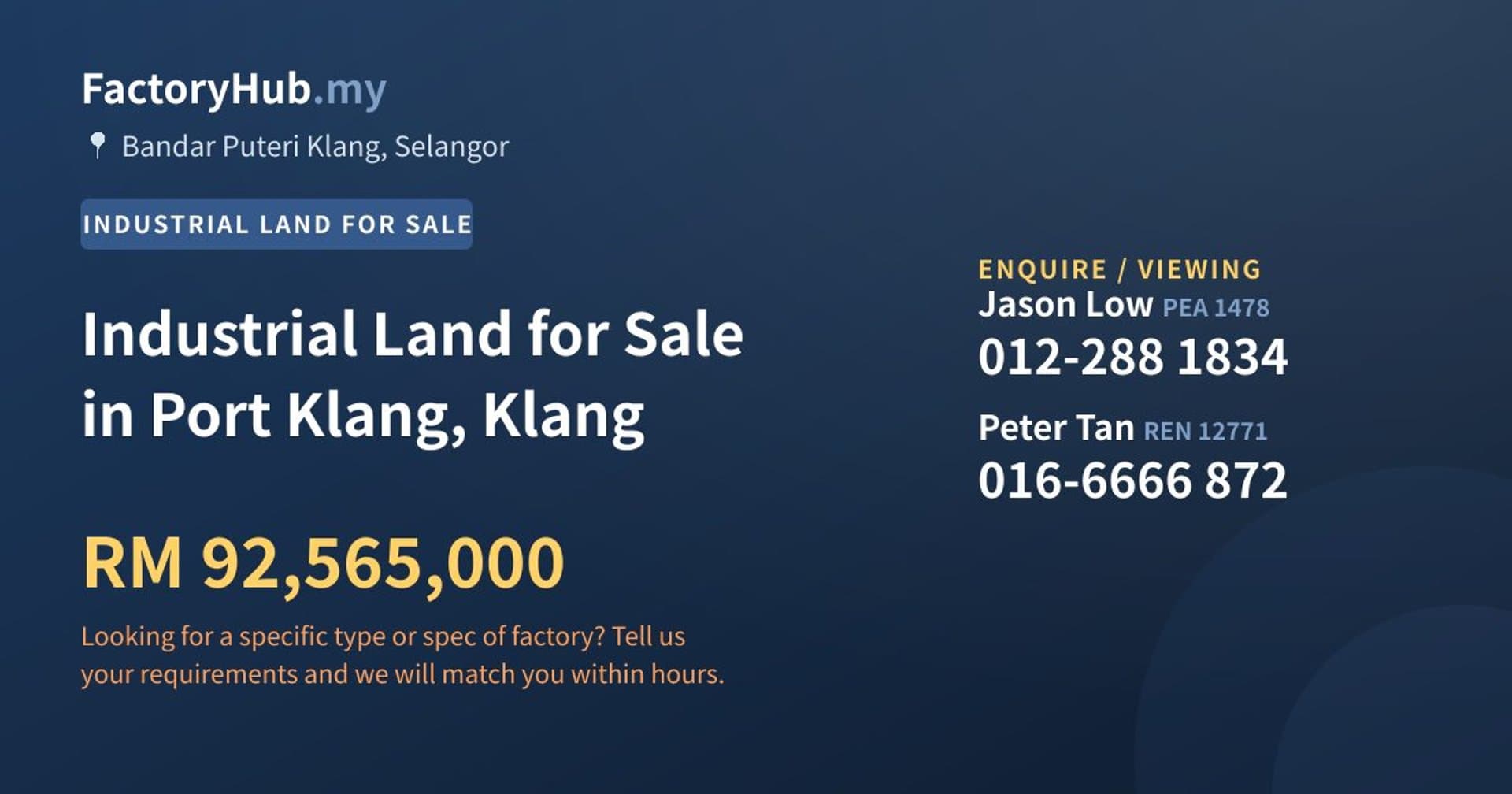 Industrial Land for Sale in Port Klang, Klang - Property image 1 of 2