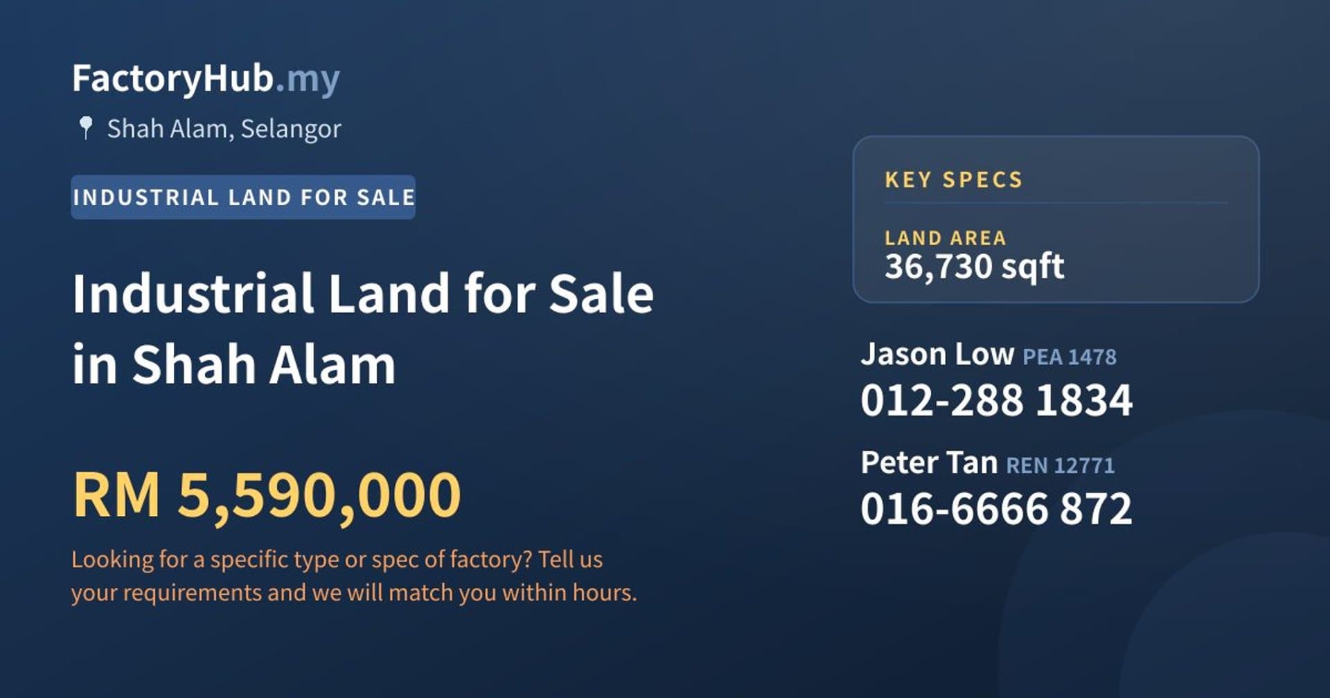 Industrial Land for Sale in Shah Alam - Property image 1 of 2