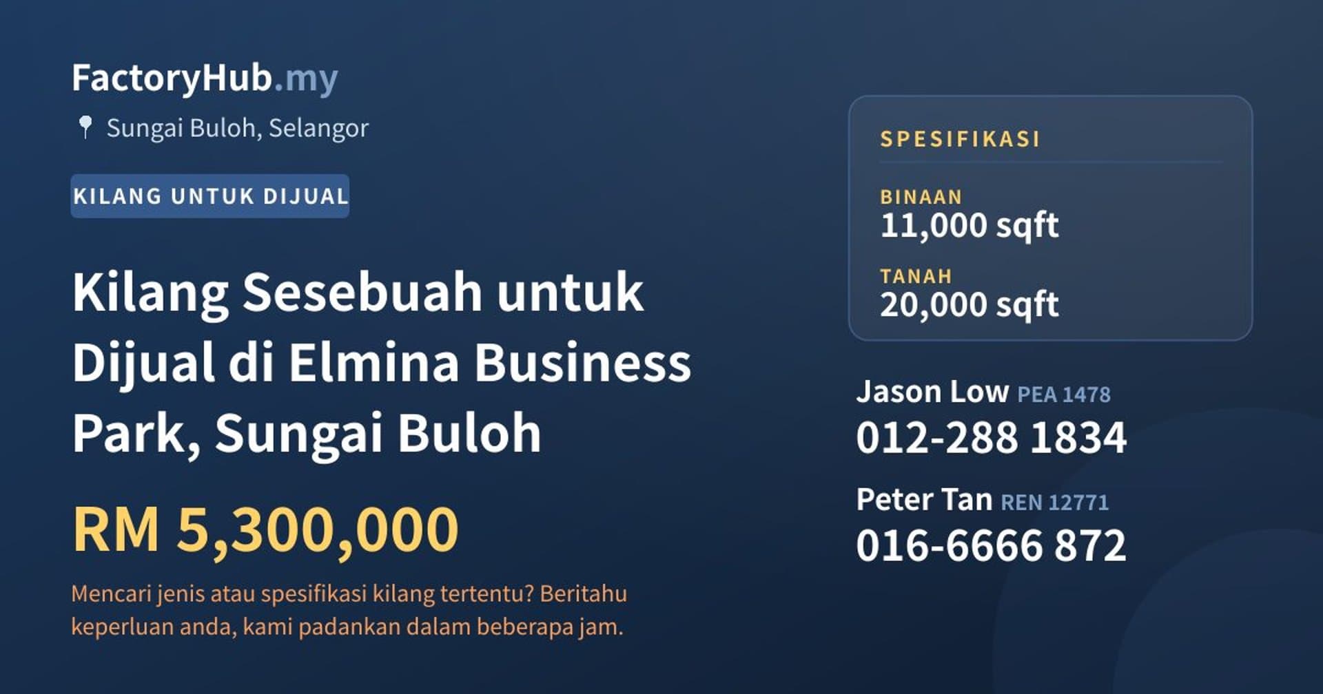 Kilang Sesebuah untuk Dijual di Elmina Business Park, Sungai Buloh · Imej hartanah 1/2