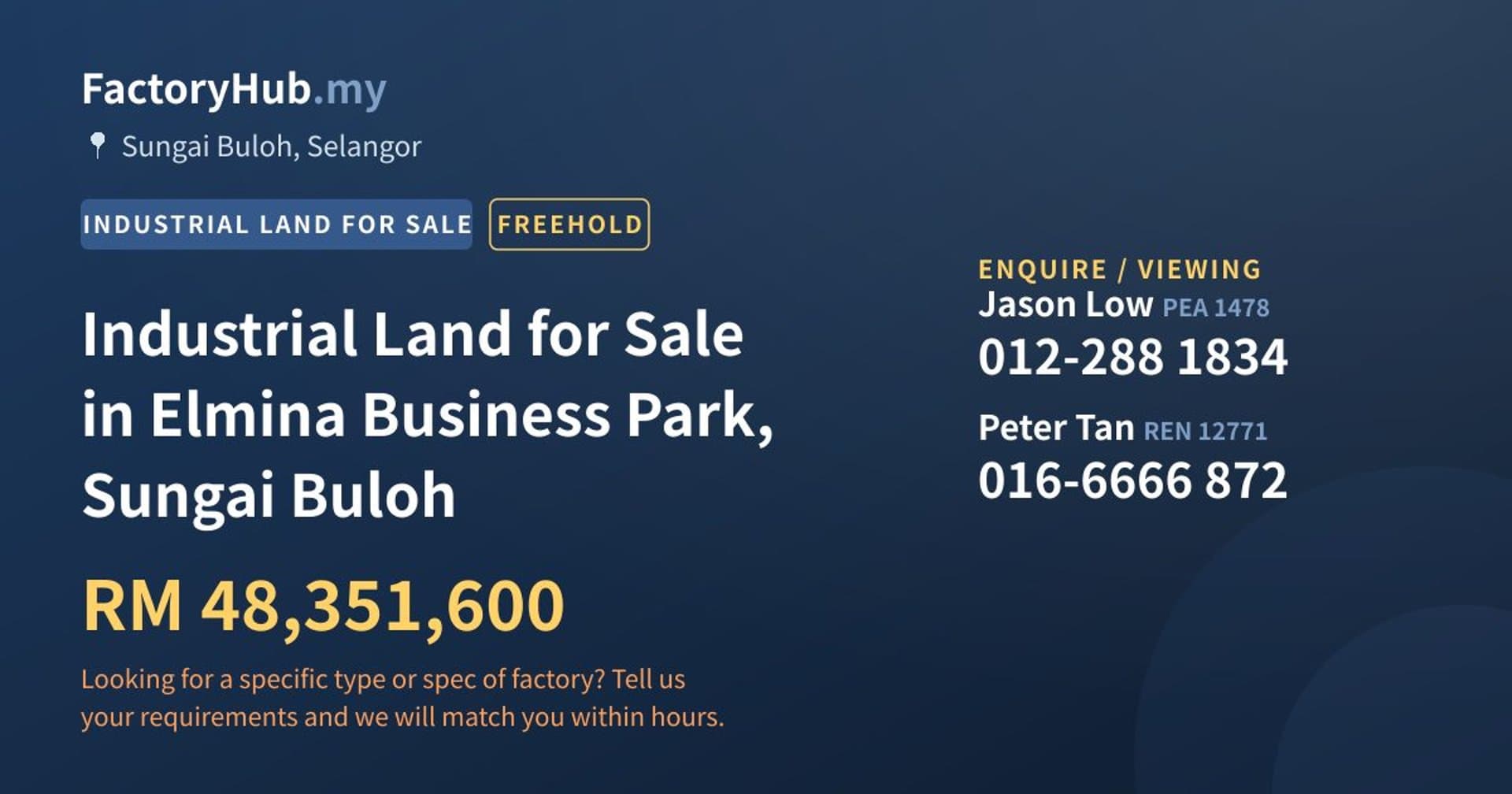 Industrial Land for Sale in Elmina Business Park, Sungai Buloh - Property image 1 of 2