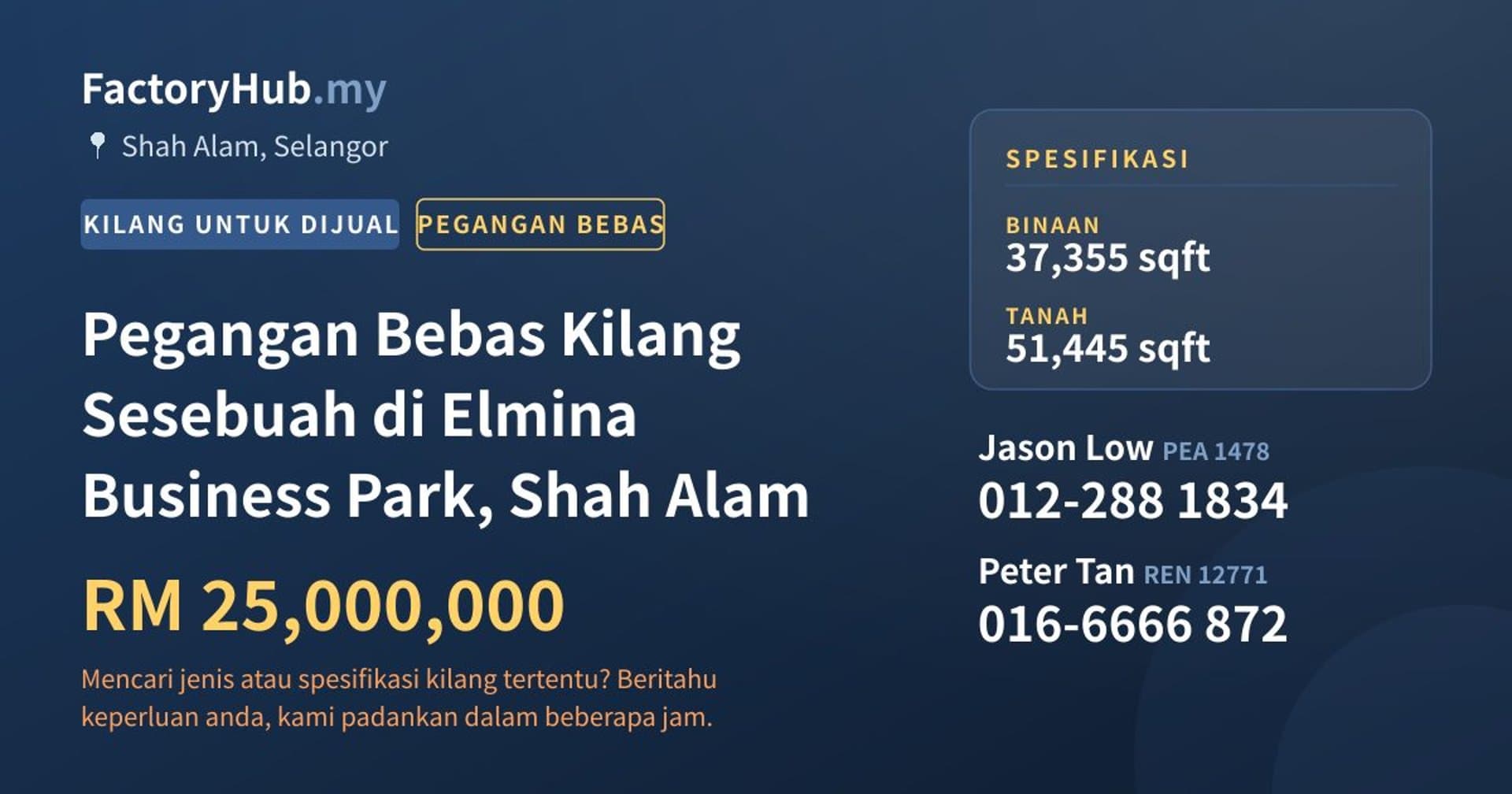 Pegangan Bebas Kilang Sesebuah di Elmina Business Park, Shah Alam · Imej hartanah 1/2