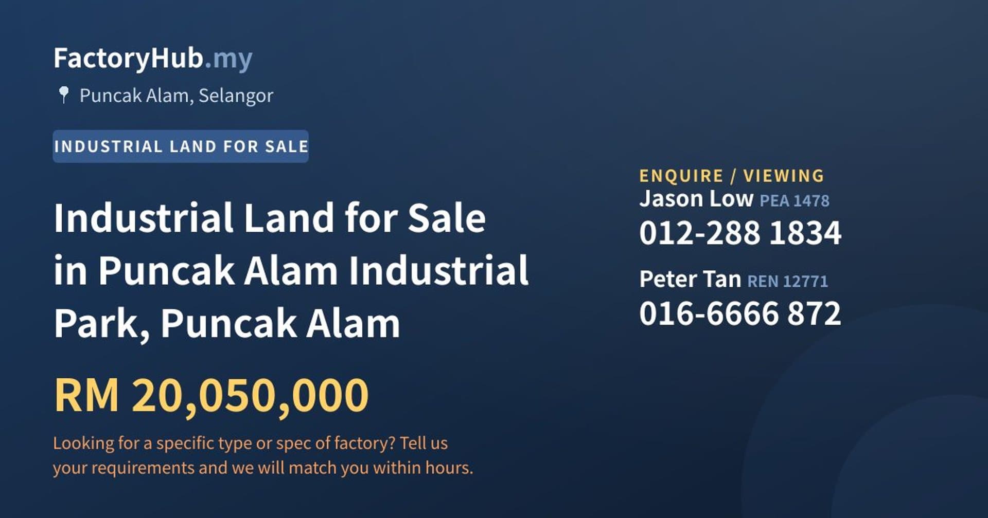 Industrial Land for Sale in Puncak Alam Industrial Park, Puncak Alam - Property image 1 of 2