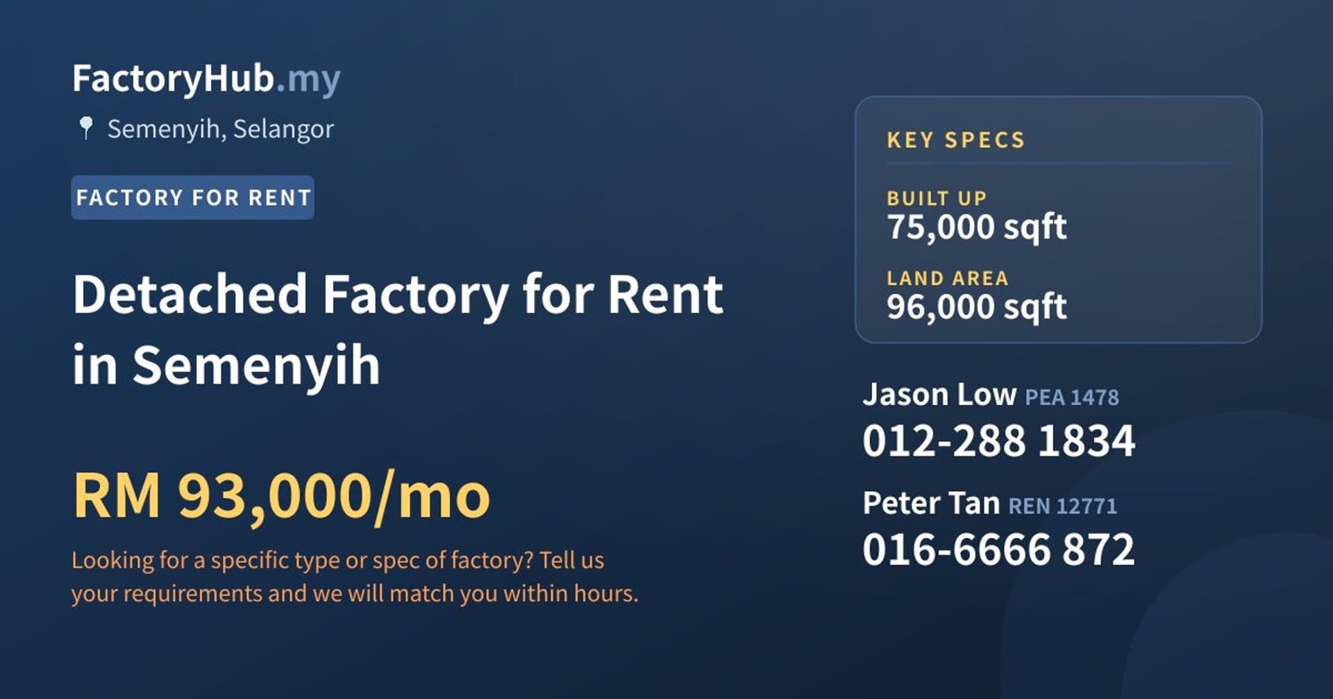 Detached Factory for Rent in Semenyih - Property image 1 of 2