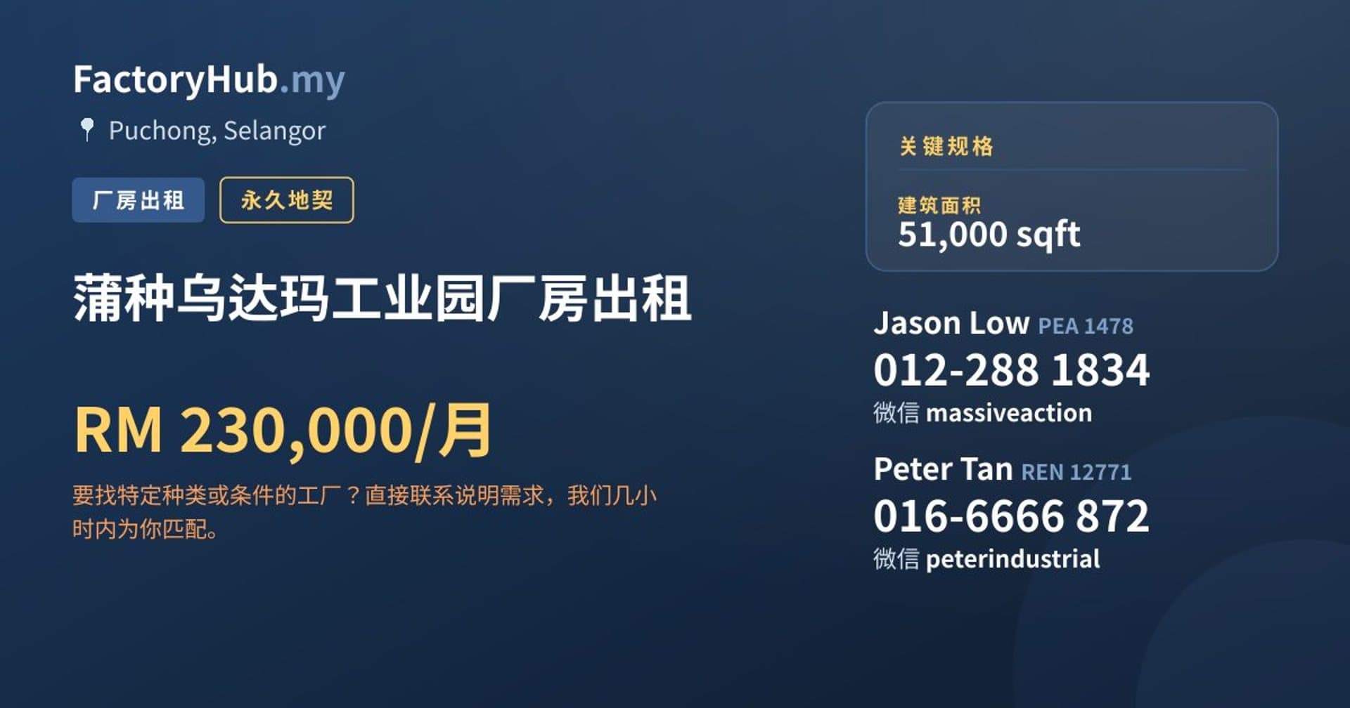 蒲种乌达玛工业园厂房出租 · 房源图片 1/2