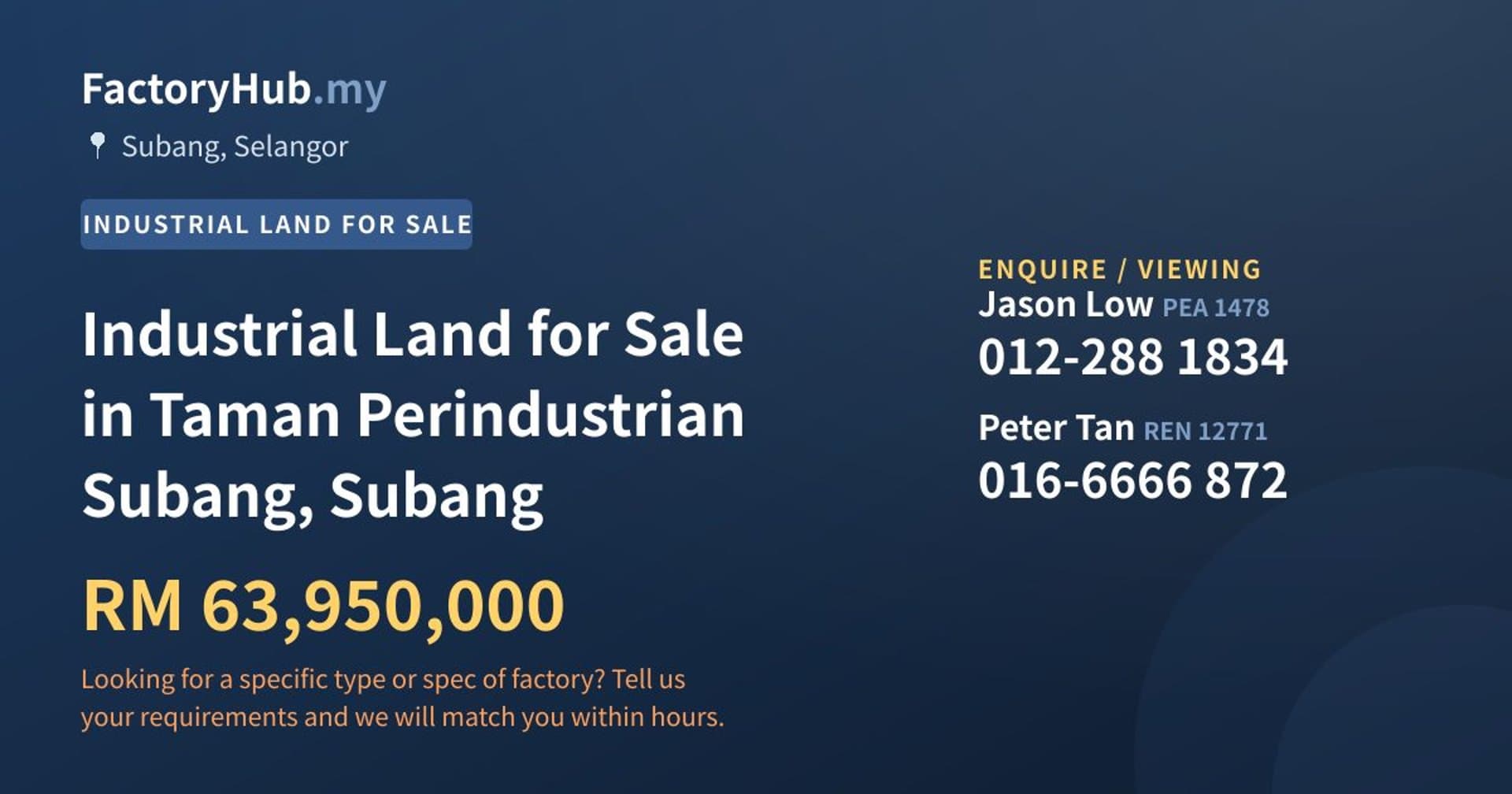 Industrial Land for Sale in Taman Perindustrian Subang, Subang - Property image 1 of 2